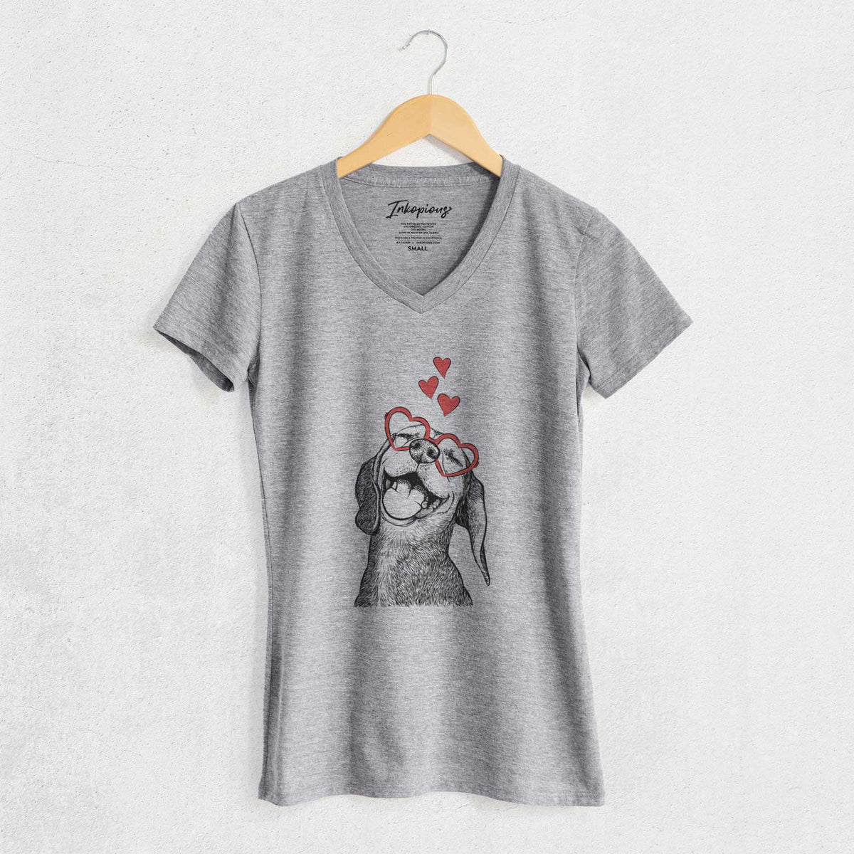 Valentine Belle the Hound Mix - Women's V-neck Shirt