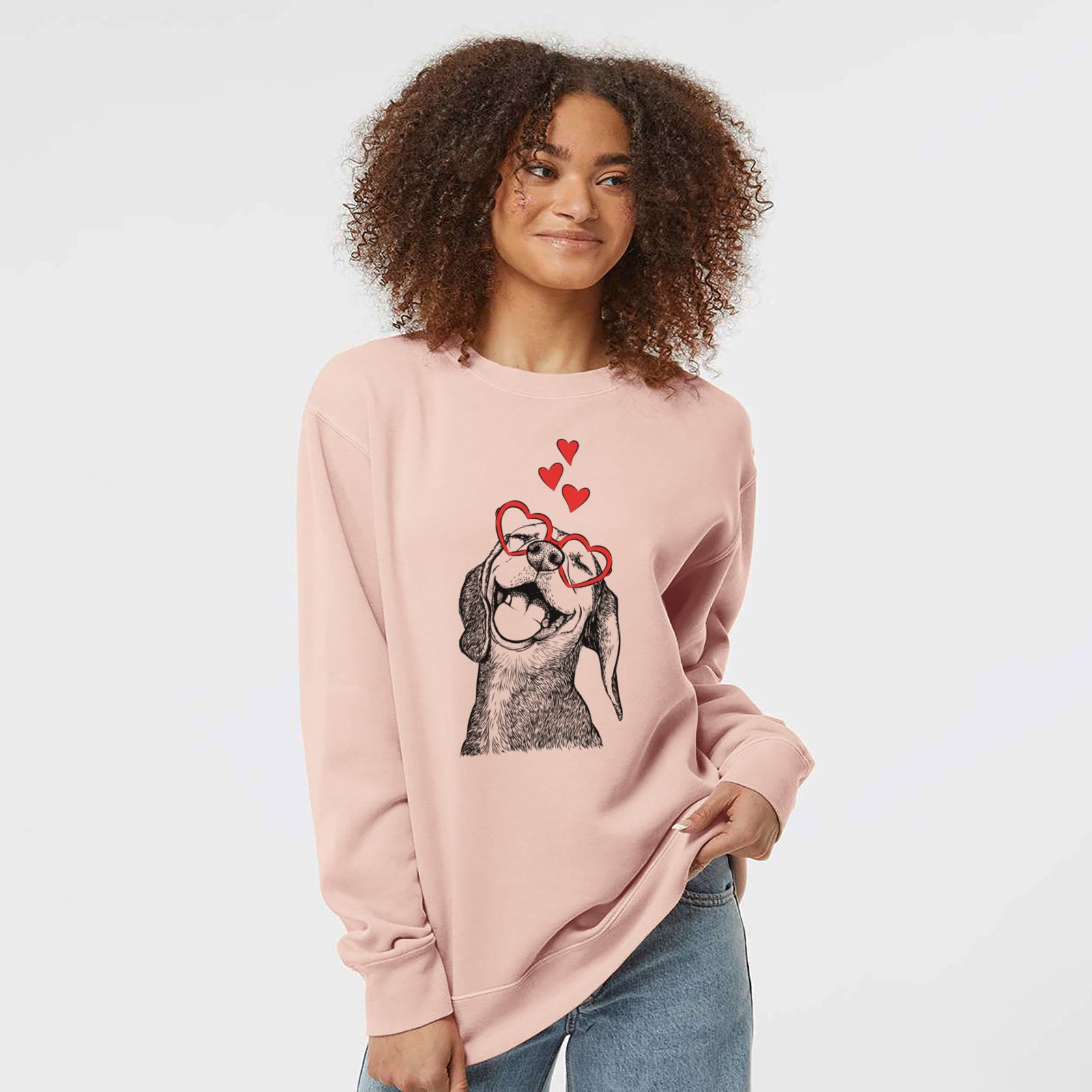 Valentine Belle the Hound Mix - Unisex Pigment Dyed Crew Sweatshirt