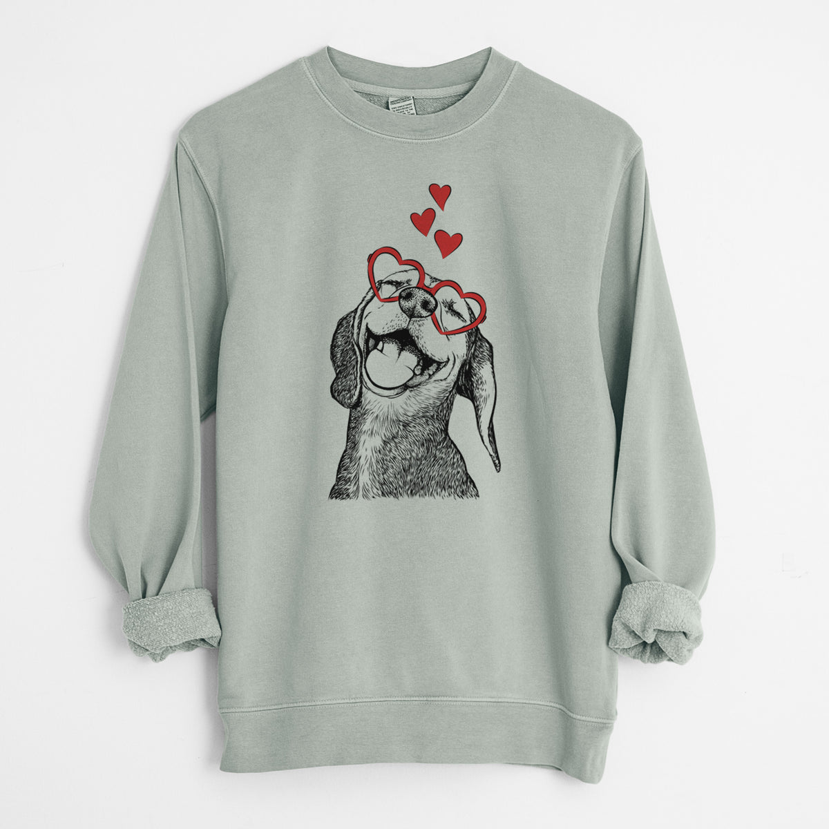Valentine Belle the Hound Mix - Unisex Pigment Dyed Crew Sweatshirt