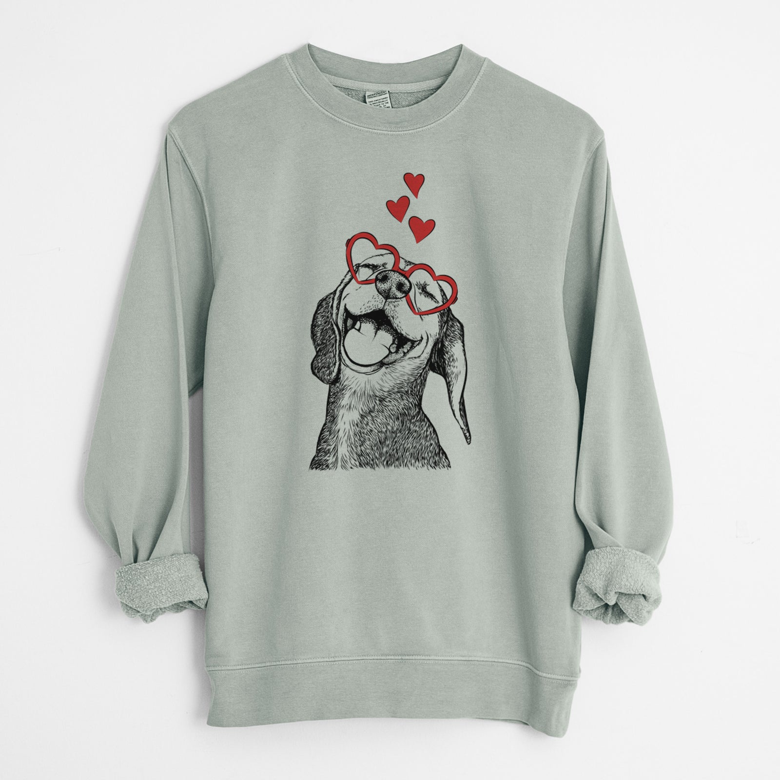 Valentine Belle the Hound Mix - Unisex Pigment Dyed Crew Sweatshirt