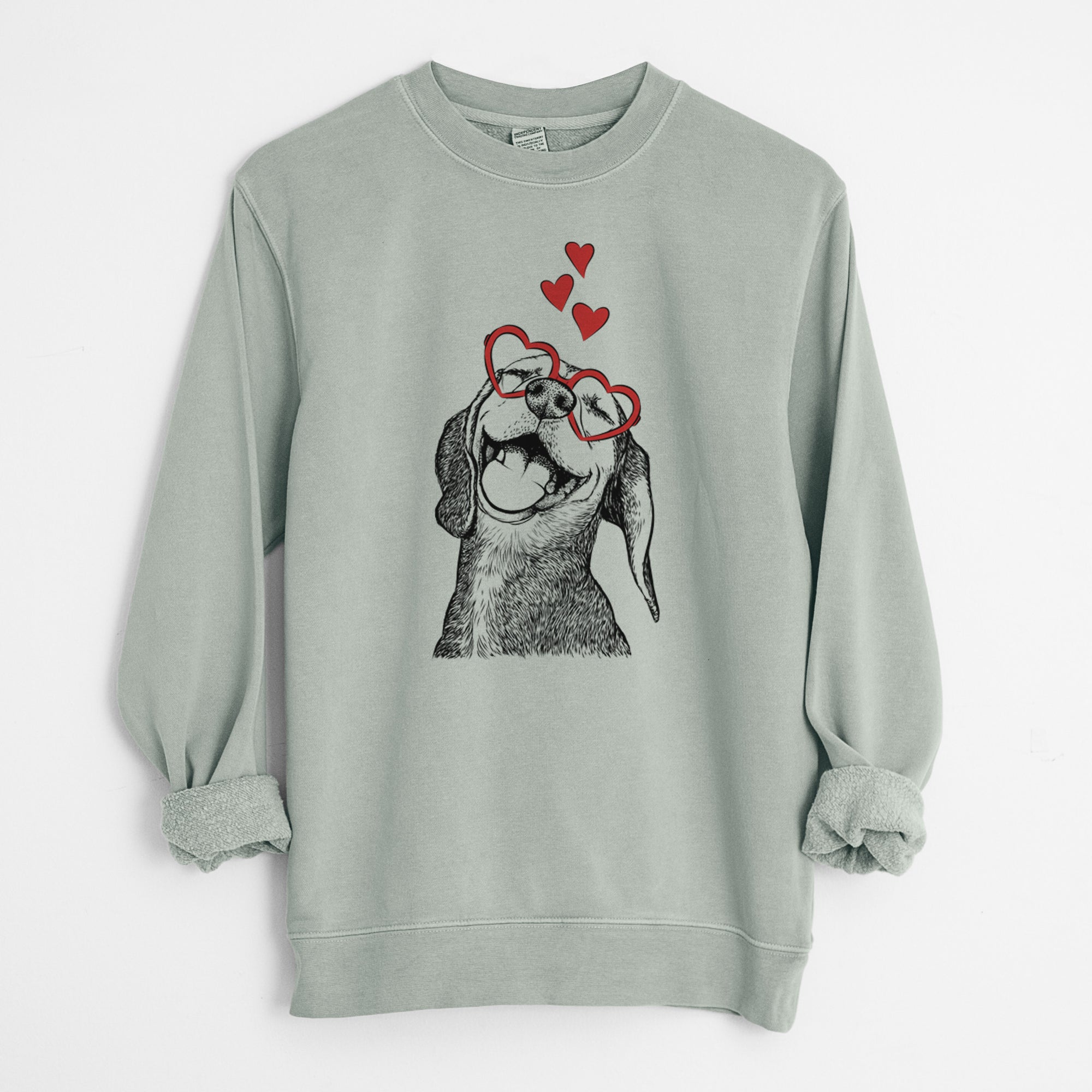 Valentine Belle the Hound Mix - Unisex Pigment Dyed Crew Sweatshirt