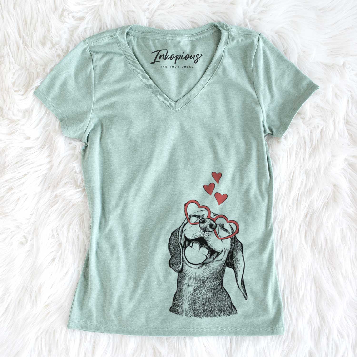 Valentine Belle the Hound Mix - Women's V-neck Shirt