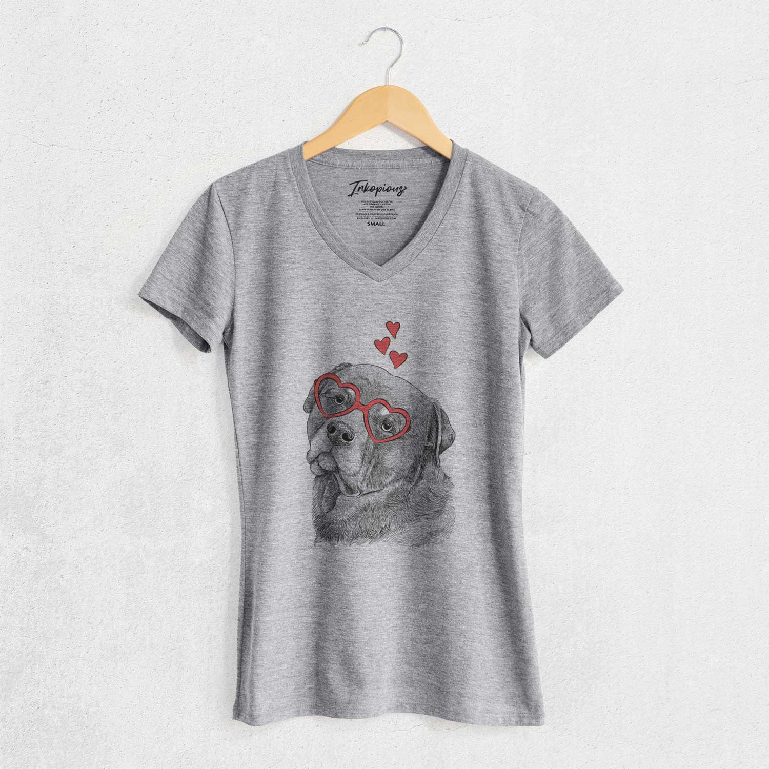 Valentine Bender the Rottweiler - Women's V-neck Shirt