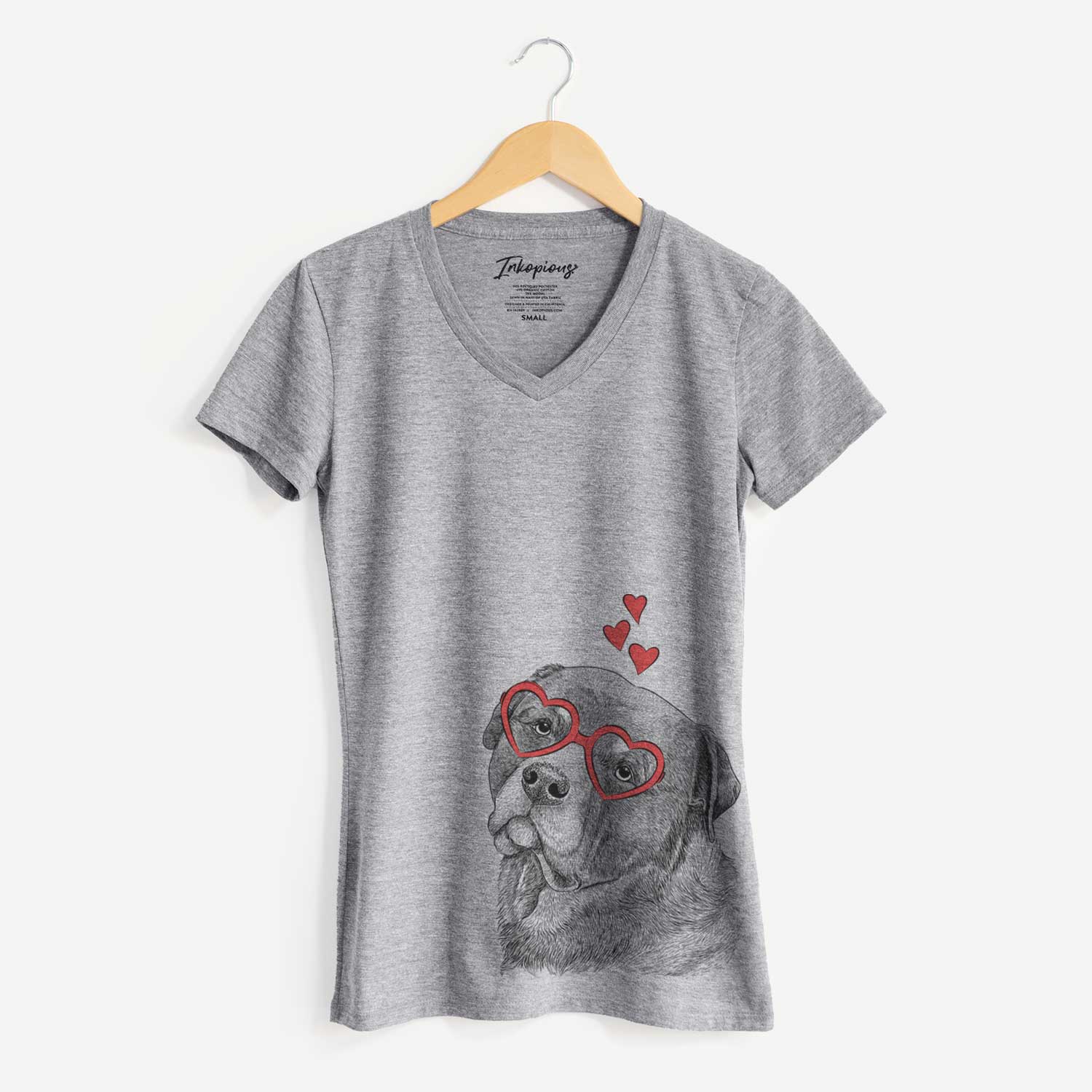 Valentine Bender the Rottweiler - Women's V-neck Shirt