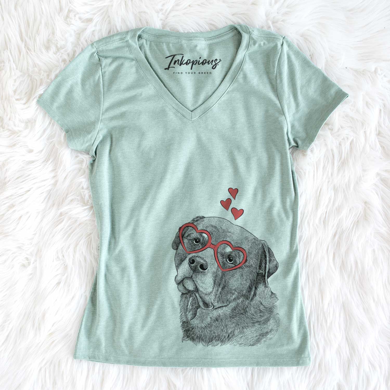 Valentine Bender the Rottweiler - Women's V-neck Shirt