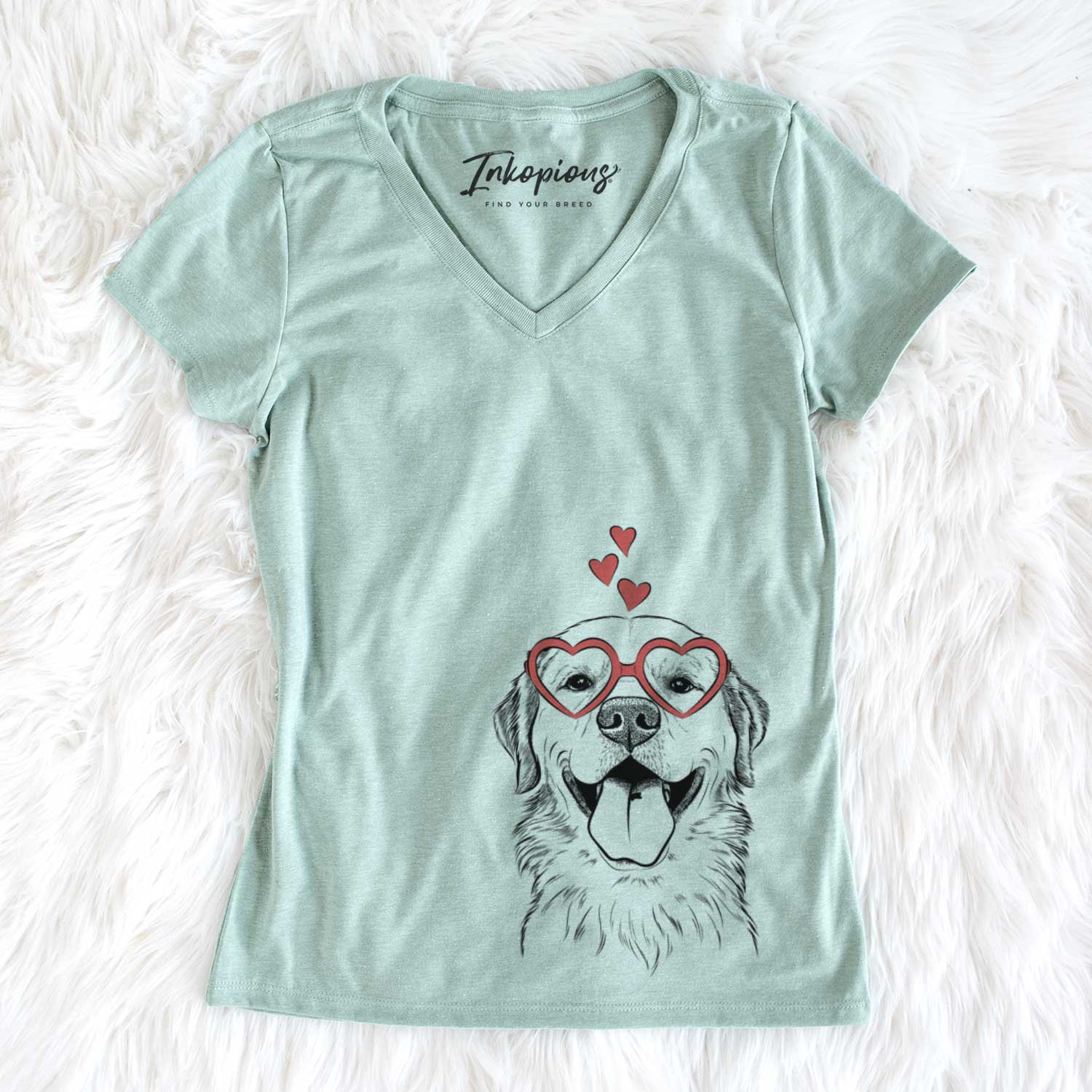 Valentine Bennett the Golden Retriever - Women's V-neck Shirt