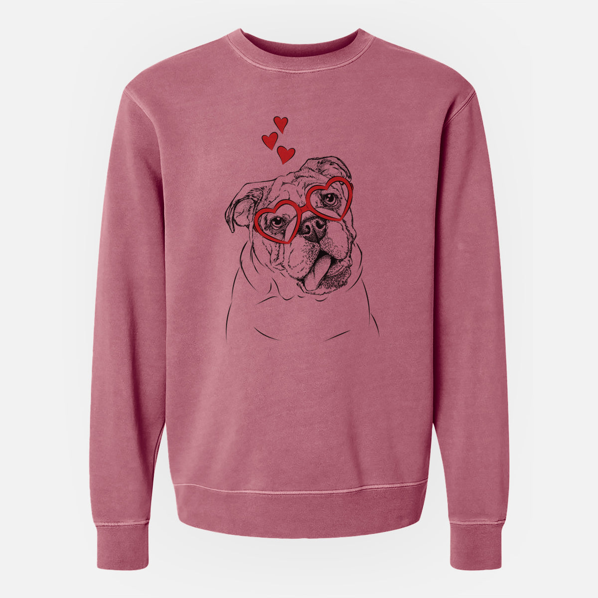 Valentine Benson the English Bulldog - Unisex Pigment Dyed Crew Sweatshirt