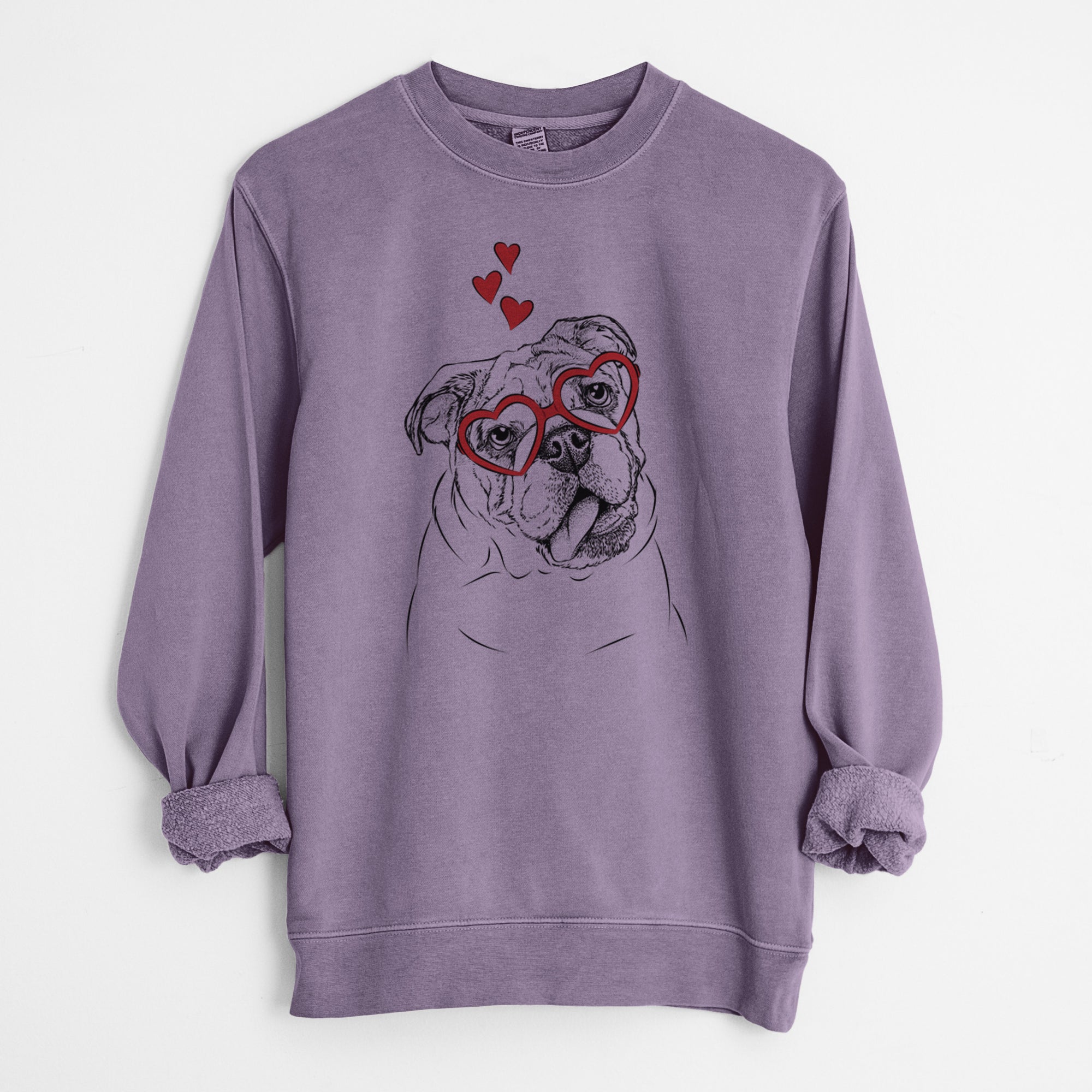 Valentine Benson the English Bulldog - Unisex Pigment Dyed Crew Sweatshirt