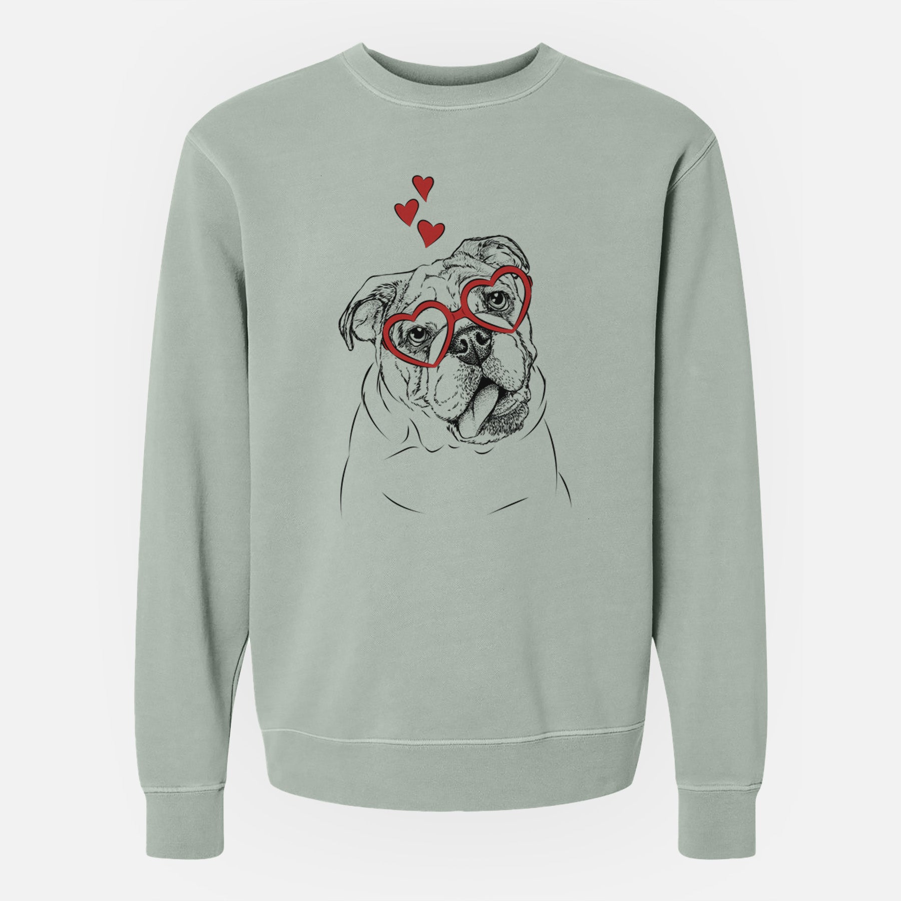 Valentine Benson the English Bulldog - Unisex Pigment Dyed Crew Sweatshirt