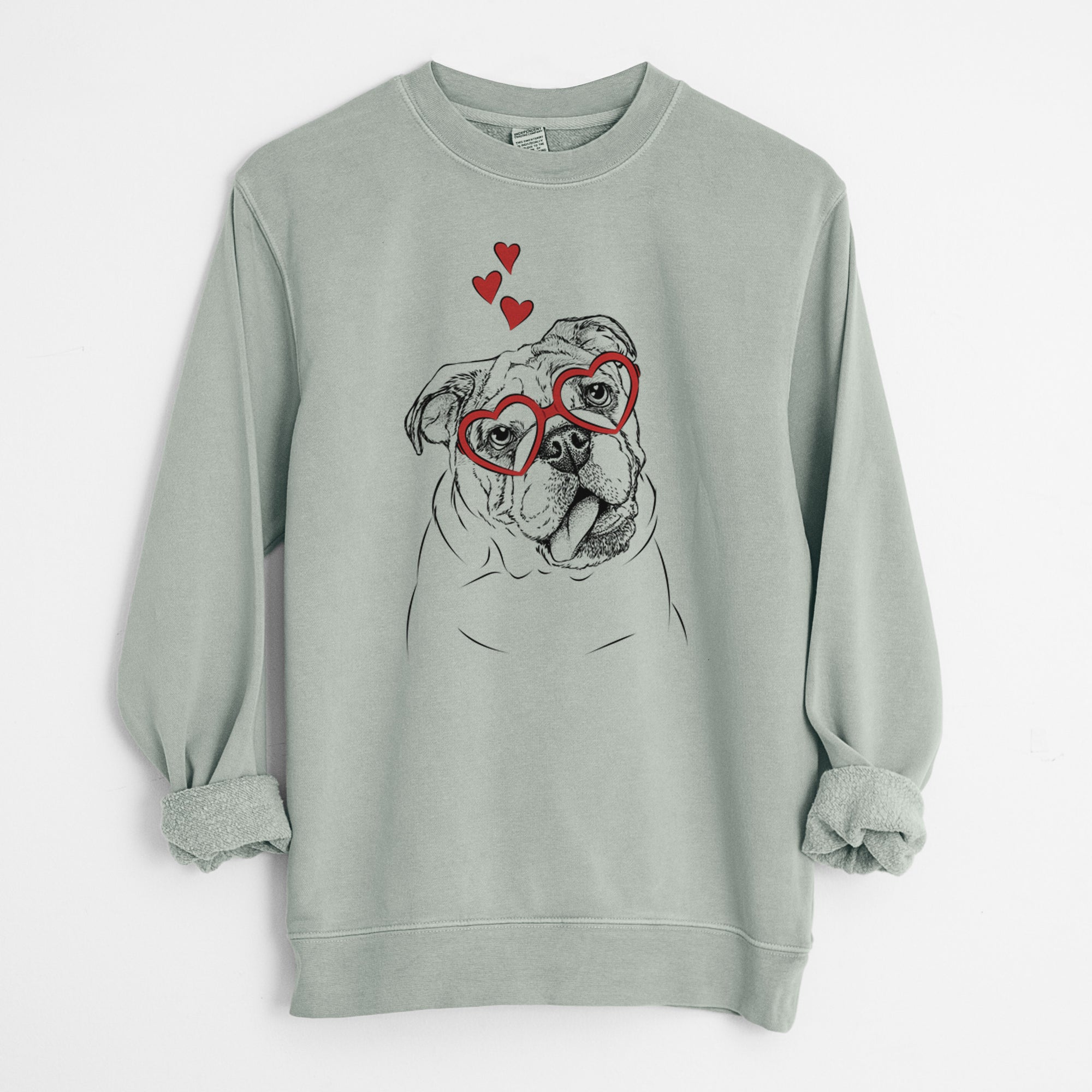 Valentine Benson the English Bulldog - Unisex Pigment Dyed Crew Sweatshirt