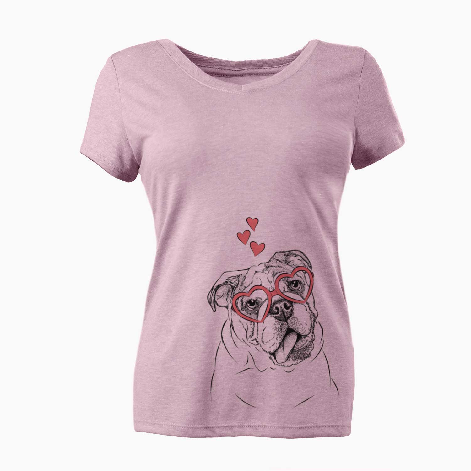 Valentine Benson the English Bulldog - Women's V-neck Shirt