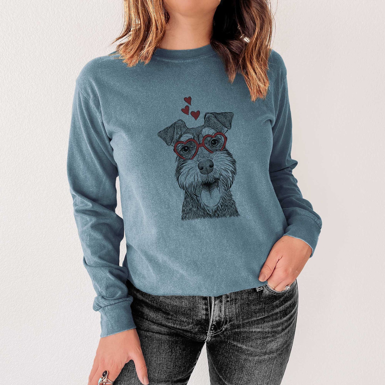 Valentine Bernadette the Mini Schnauzer - Heavyweight 100% Cotton Long Sleeve