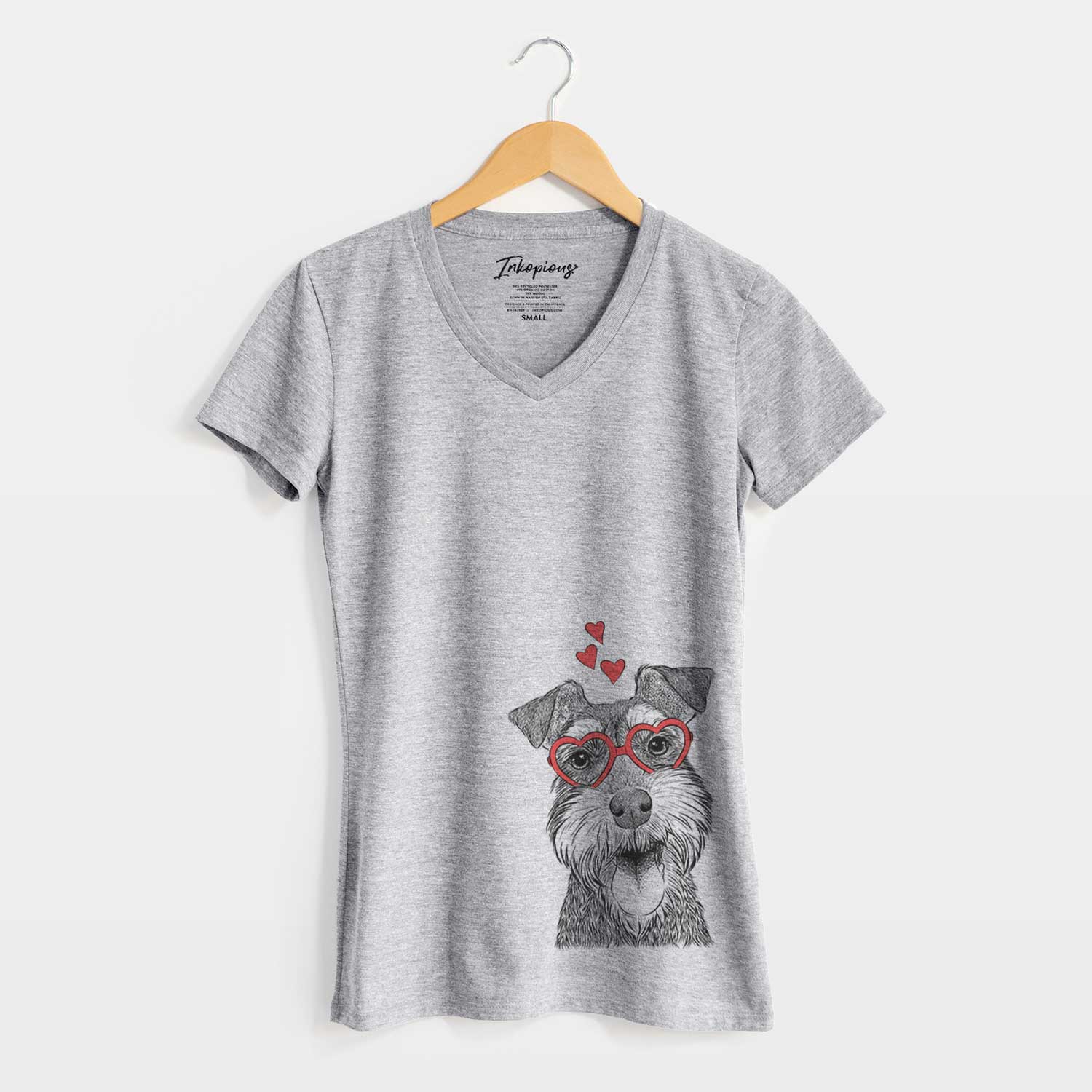 Valentine Bernadette the Mini Schnauzer - Women's V-neck Shirt