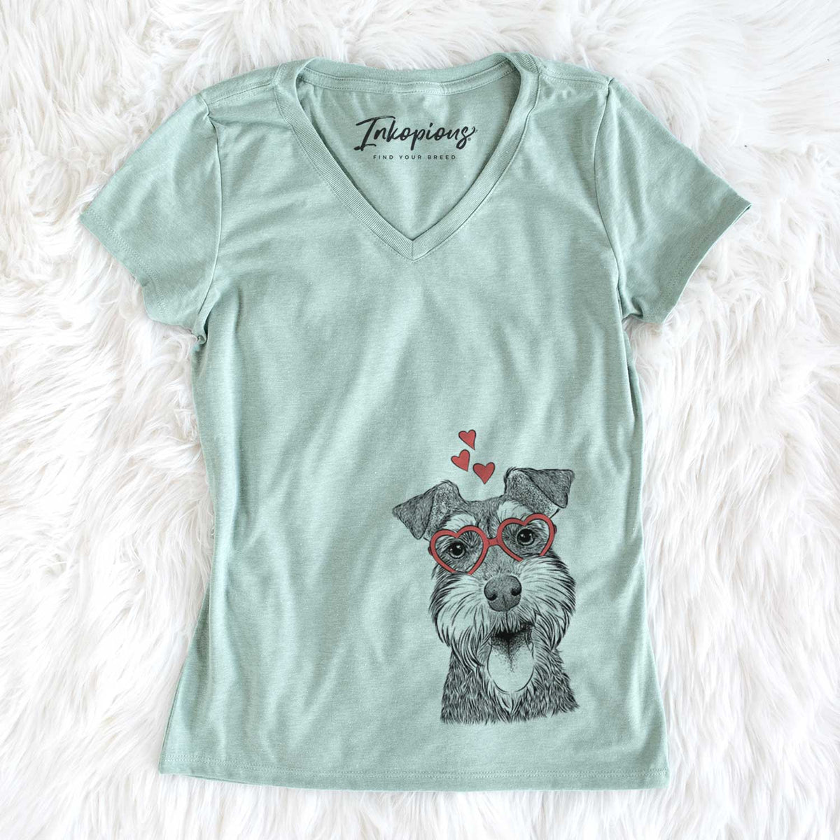 Valentine Bernadette the Mini Schnauzer - Women&#39;s V-neck Shirt