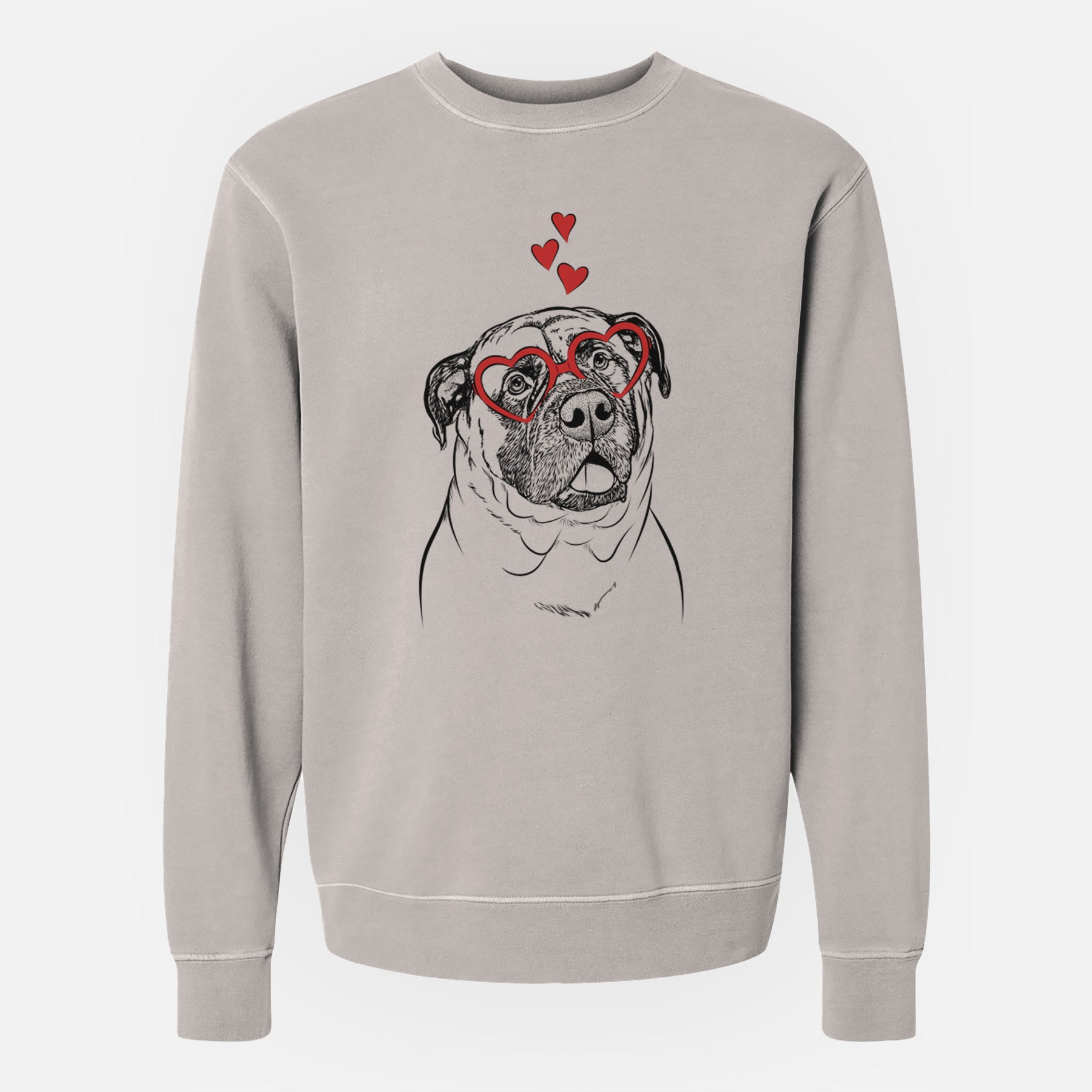 Valentine Big P the English Mastiff - Unisex Pigment Dyed Crew Sweatshirt