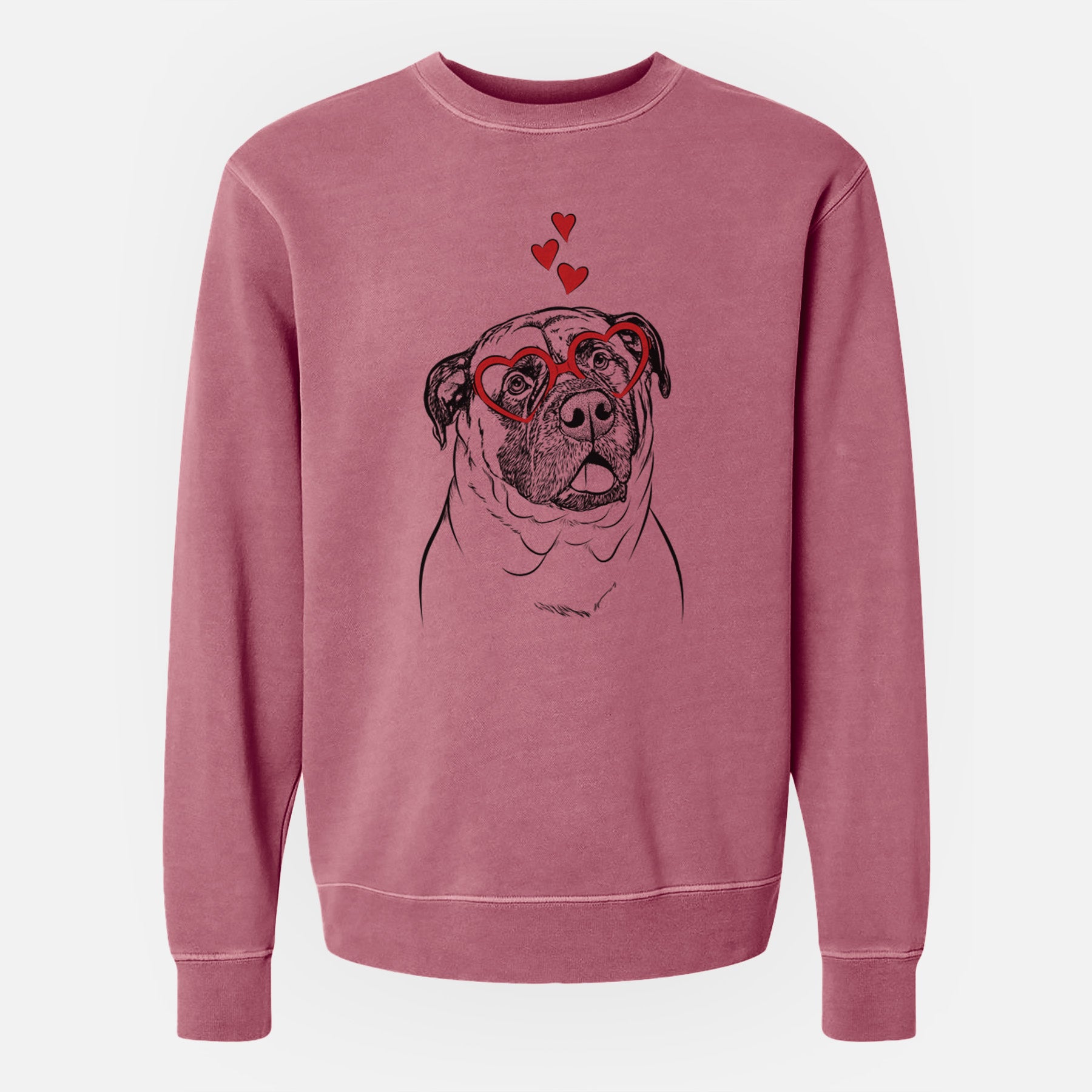 Valentine Big P the English Mastiff - Unisex Pigment Dyed Crew Sweatshirt