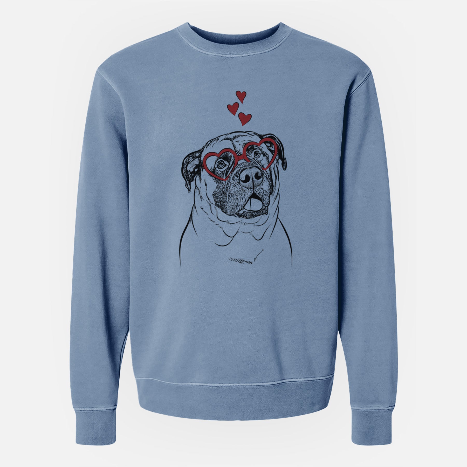 Valentine Big P the English Mastiff - Unisex Pigment Dyed Crew Sweatshirt