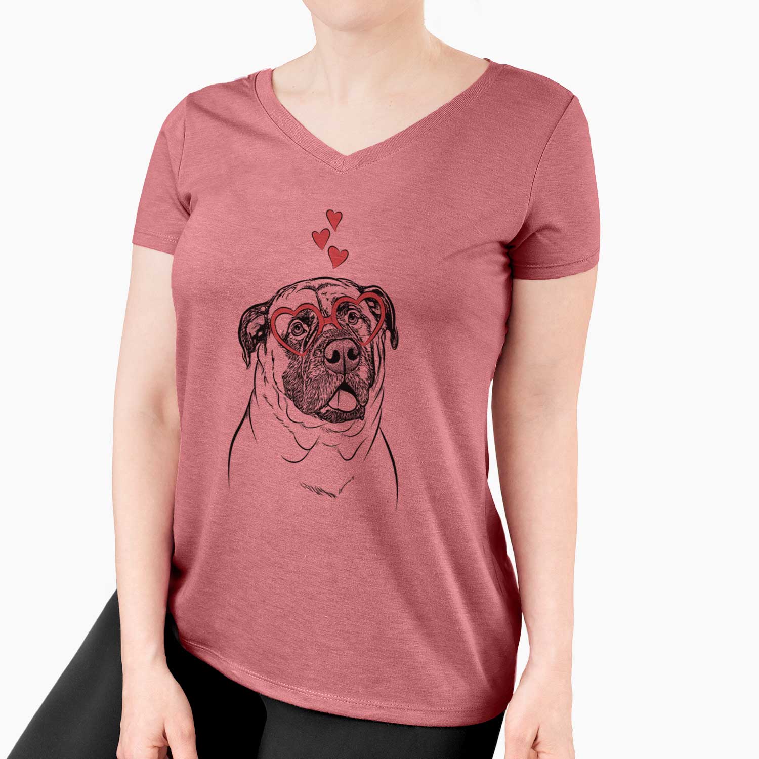 Valentine Big P the English Mastiff - Women's V-neck Shirt