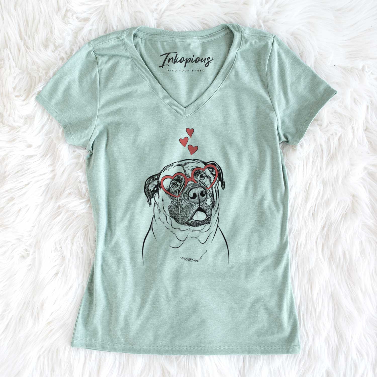 Valentine Big P the English Mastiff - Women's V-neck Shirt