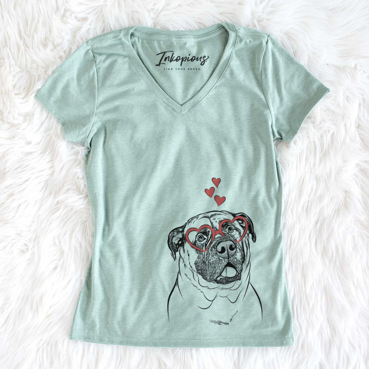 Valentine Big P the English Mastiff - Women&#39;s V-neck Shirt