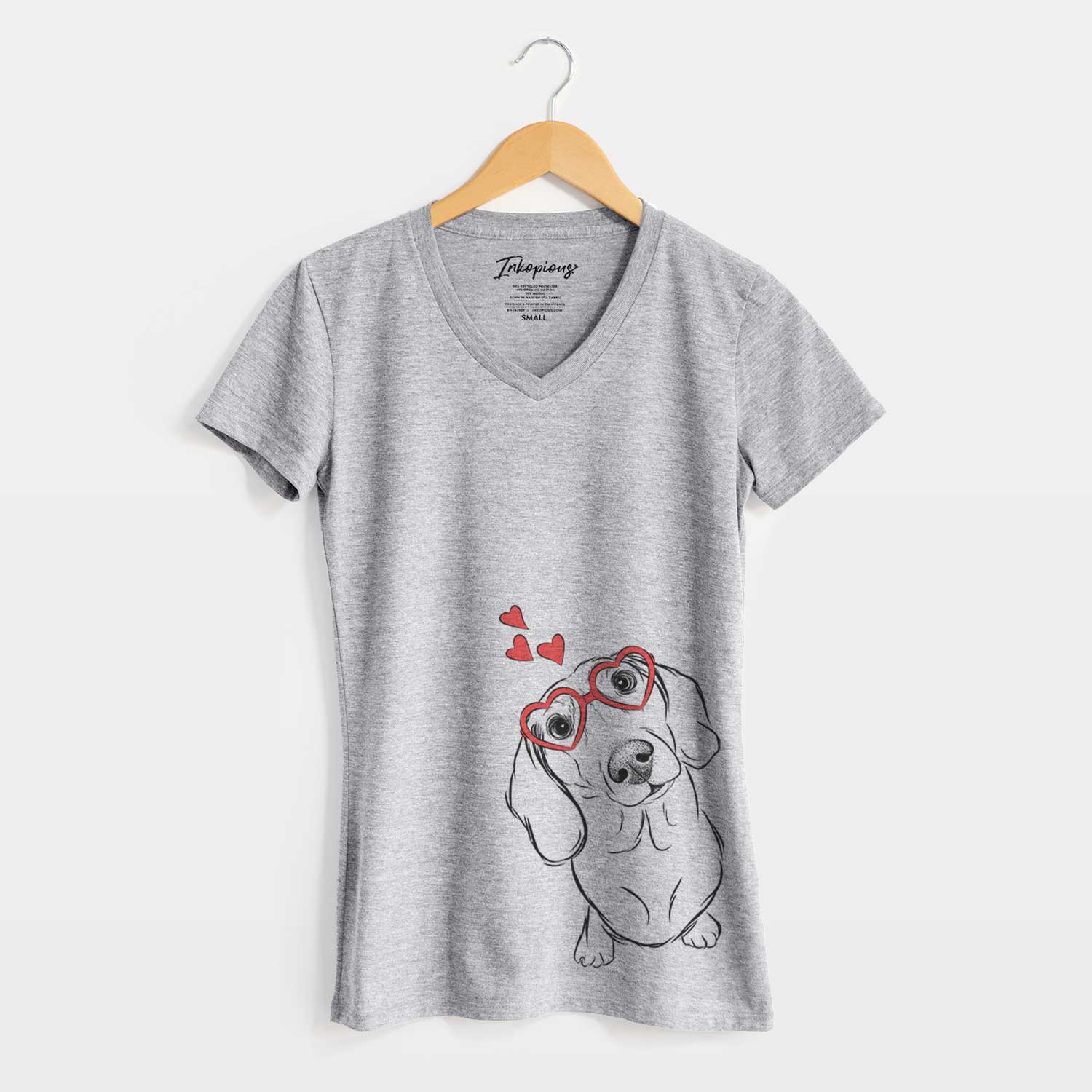 Valentine Bill the Dachshund - Women's V-neck Shirt