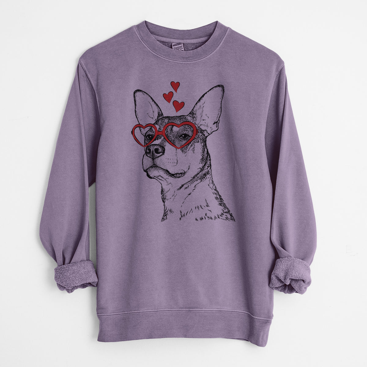 Valentine Bill the Heeler Mix - Unisex Pigment Dyed Crew Sweatshirt
