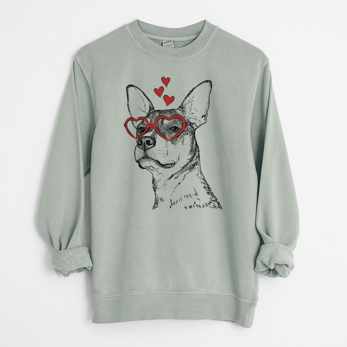Valentine Bill the Heeler Mix - Unisex Pigment Dyed Crew Sweatshirt