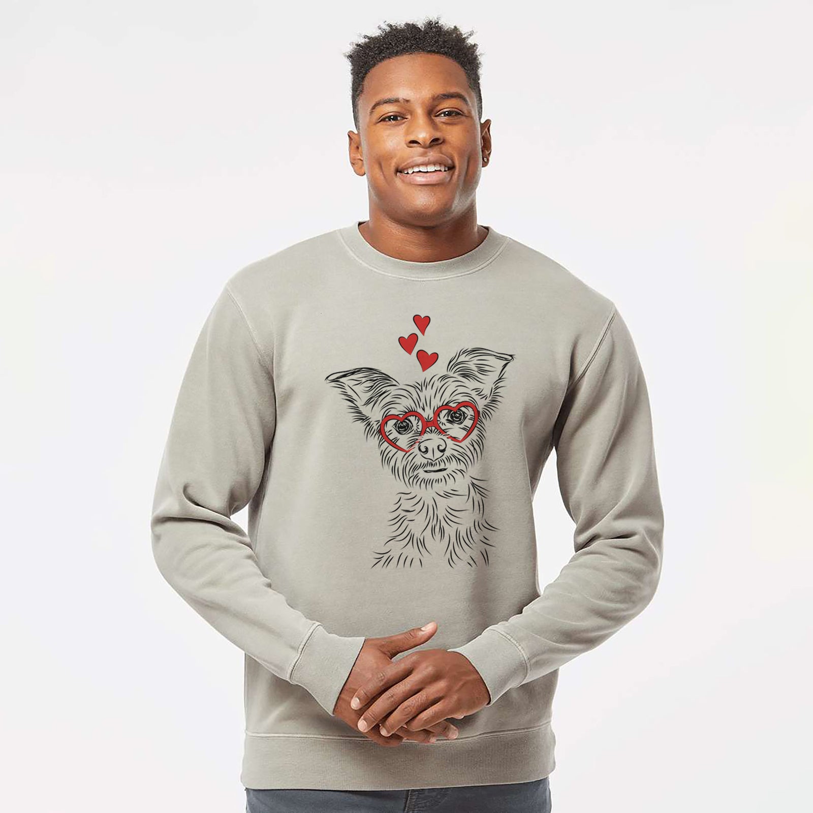 Valentine Bingo the Yorkshire Terrier - Unisex Pigment Dyed Crew Sweatshirt