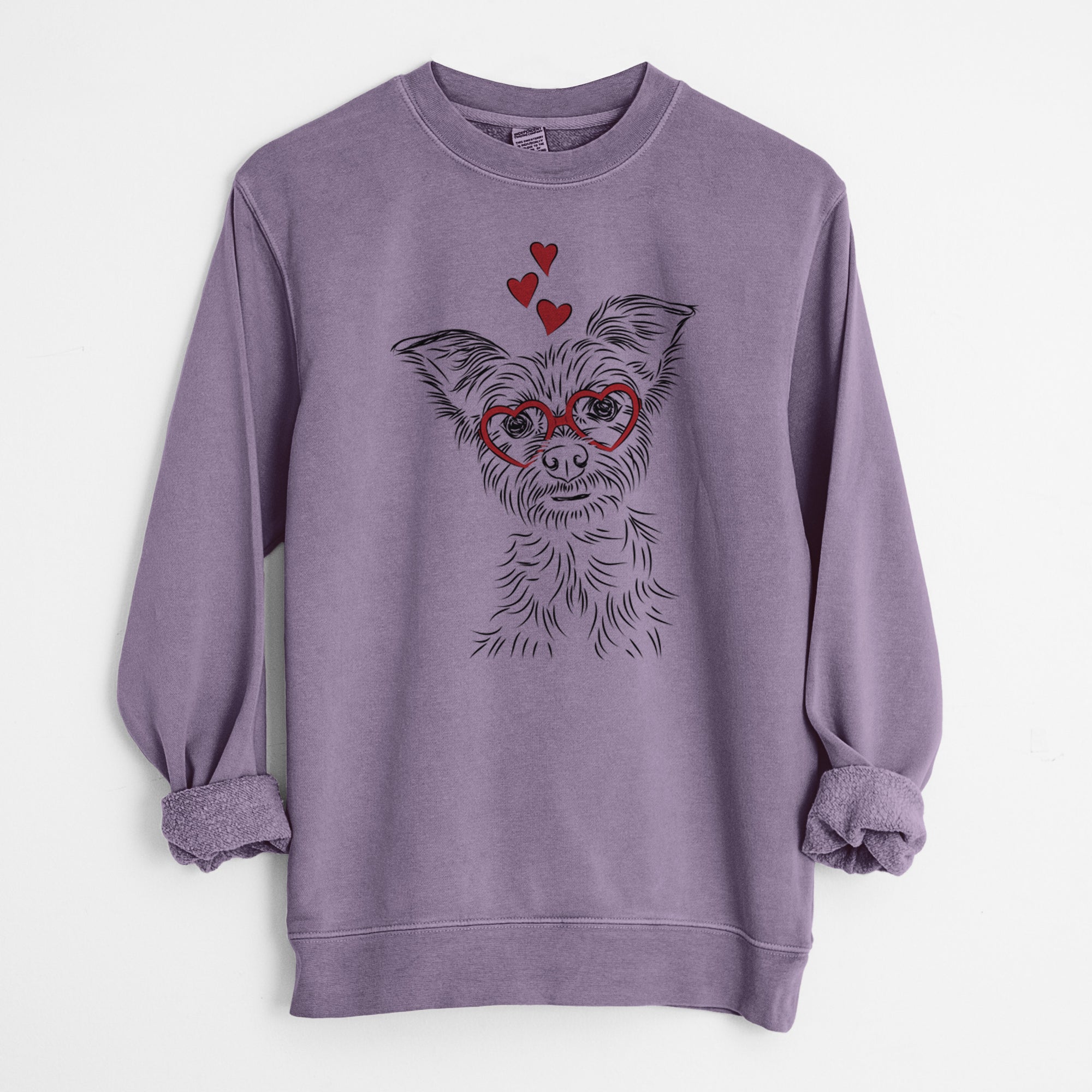 Valentine Bingo the Yorkshire Terrier - Unisex Pigment Dyed Crew Sweatshirt