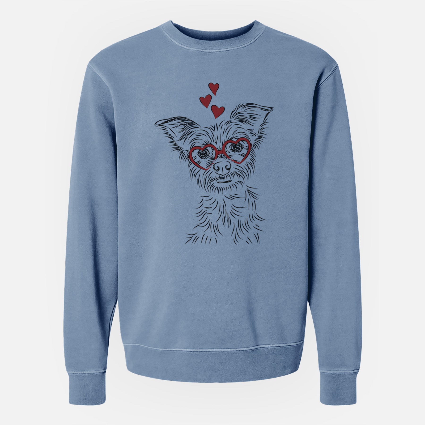 Valentine Bingo the Yorkshire Terrier - Unisex Pigment Dyed Crew Sweatshirt