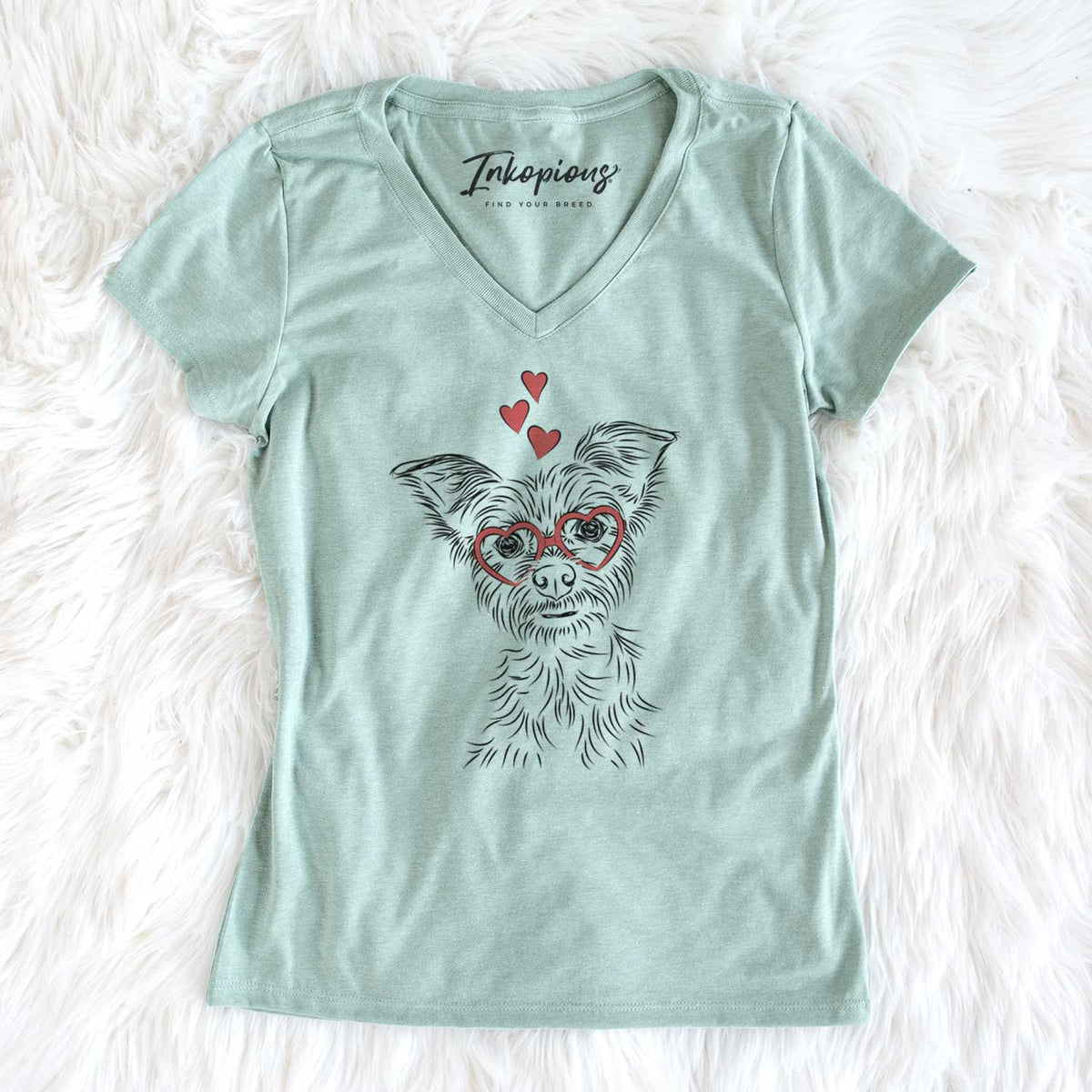 Valentine Bingo the Yorkshire Terrier - Women's V-neck Shirt
