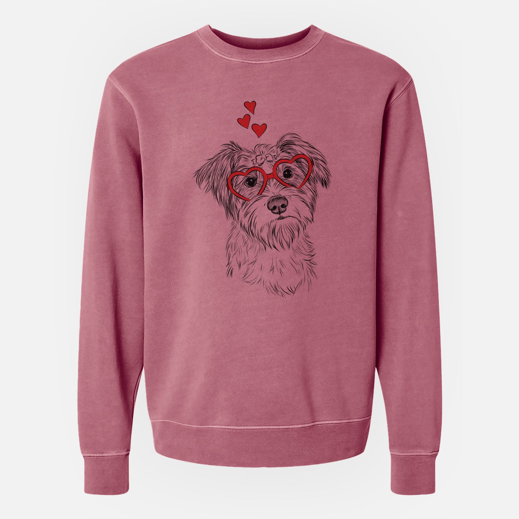 Valentine Birdee the Schnauzer Mix - Unisex Pigment Dyed Crew Sweatshirt