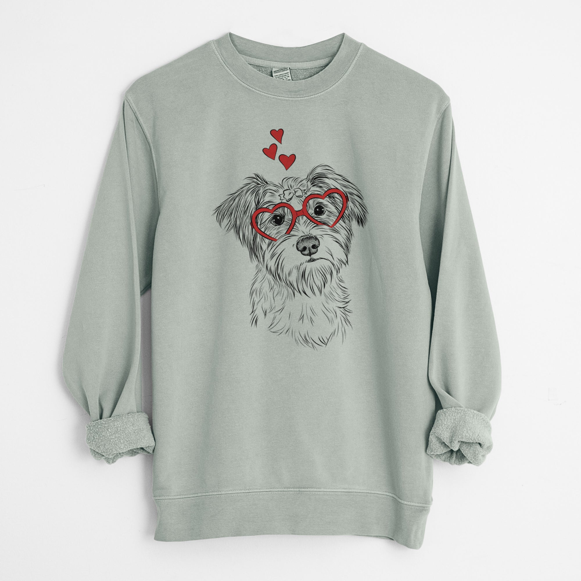 Valentine Birdee the Schnauzer Mix - Unisex Pigment Dyed Crew Sweatshirt