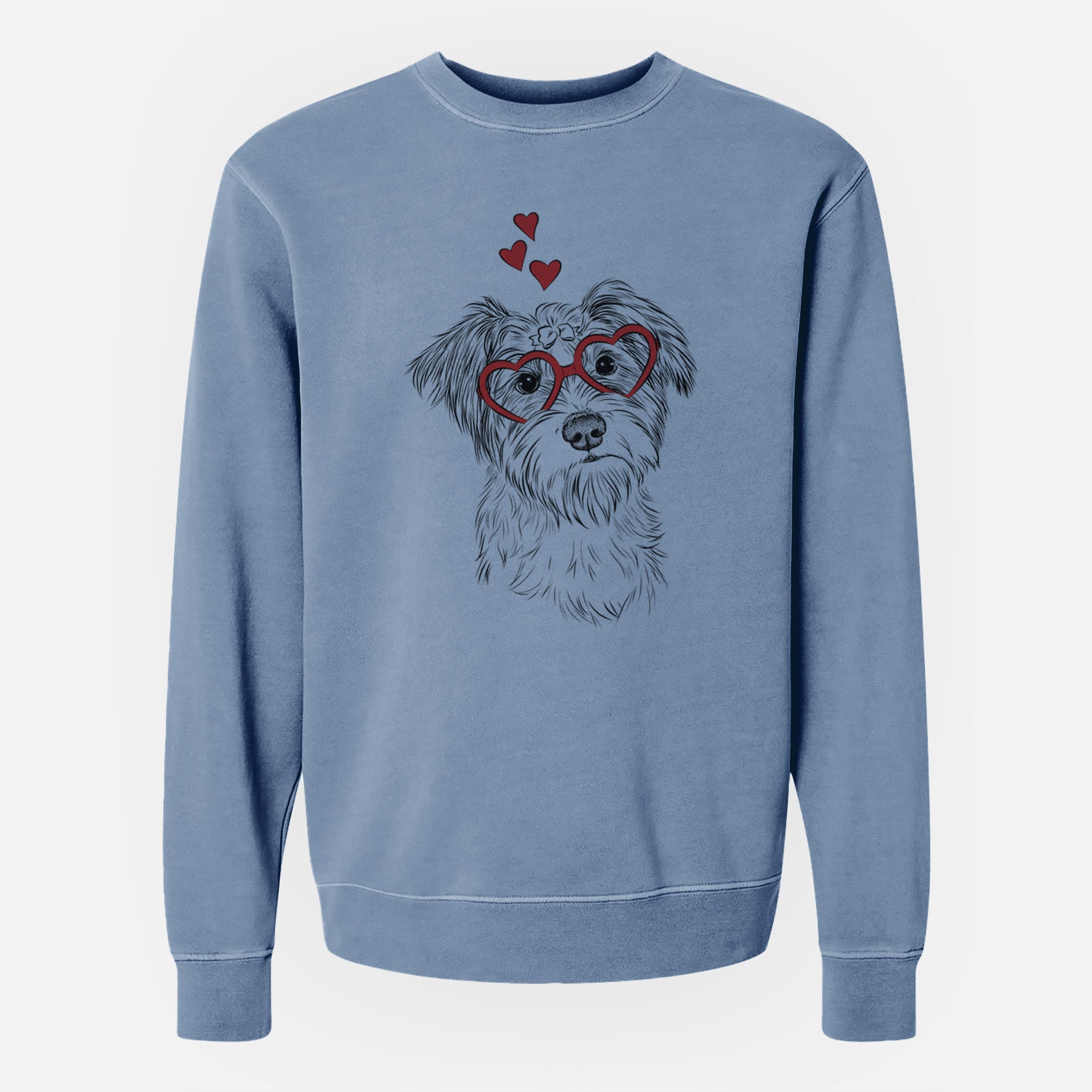 Valentine Birdee the Schnauzer Mix - Unisex Pigment Dyed Crew Sweatshirt