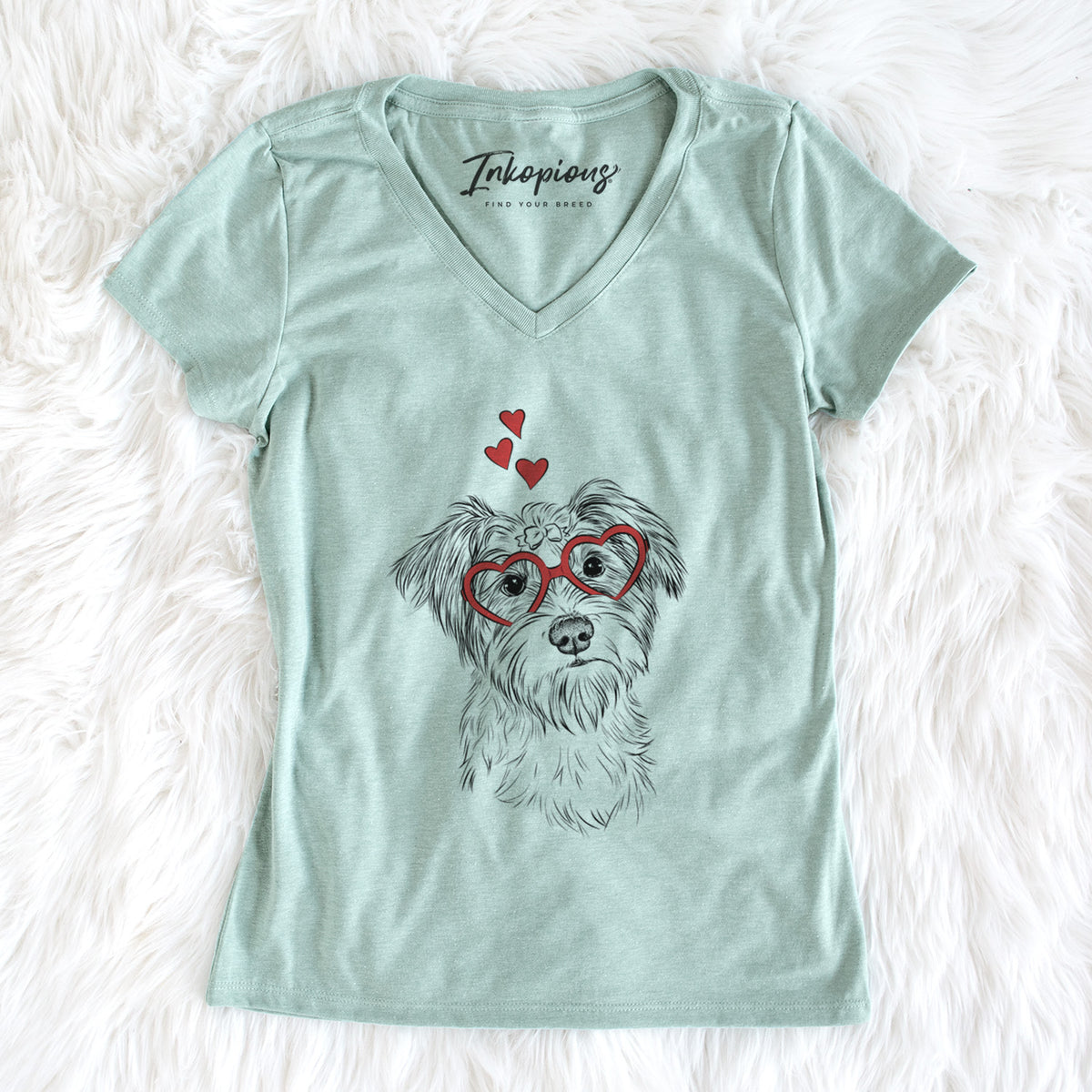 Valentine Birdee the Schnauzer Mix - Women's Perfect V-neck Shirt