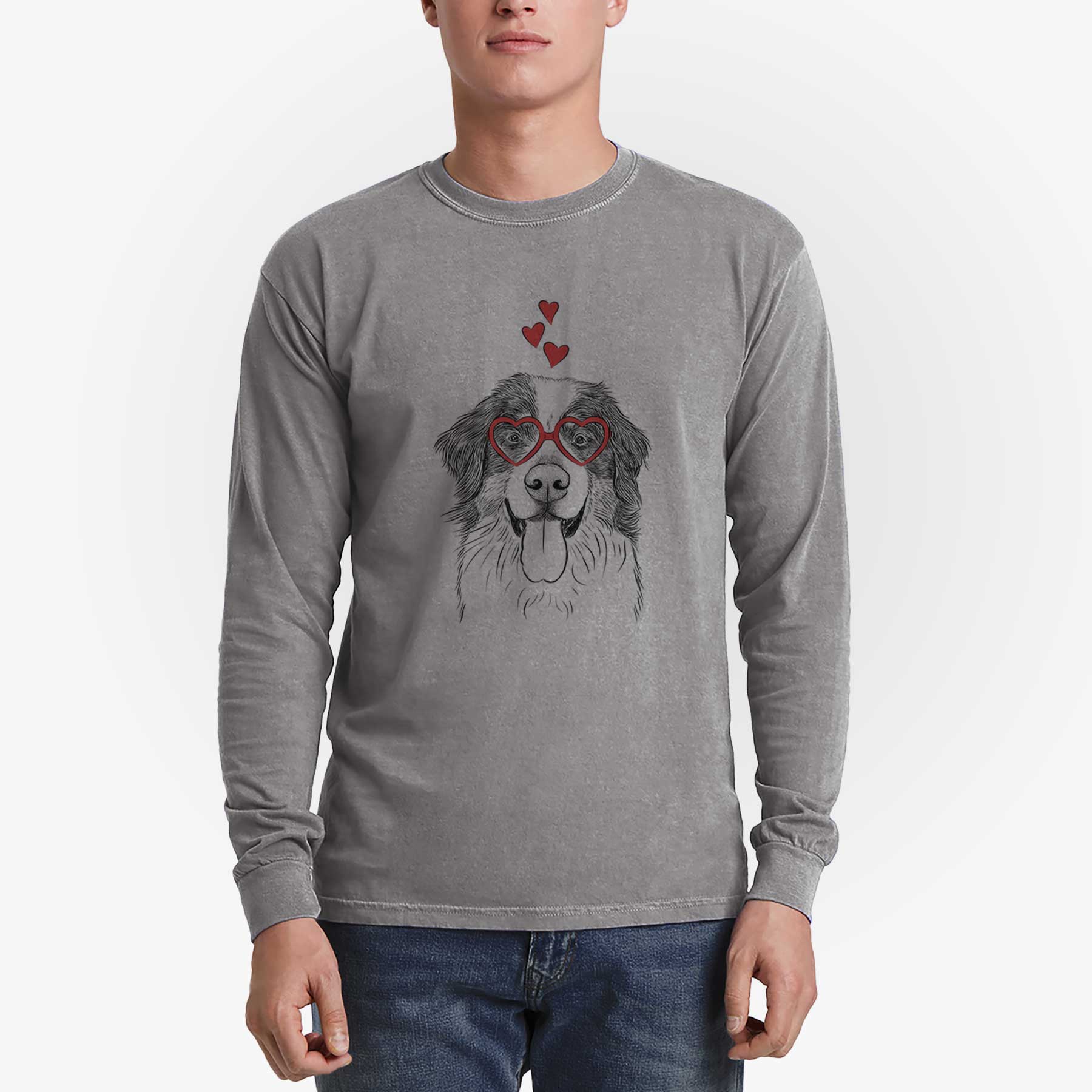 Valentine Blaze the Bernese Mountain Dog - Heavyweight 100% Cotton Long Sleeve