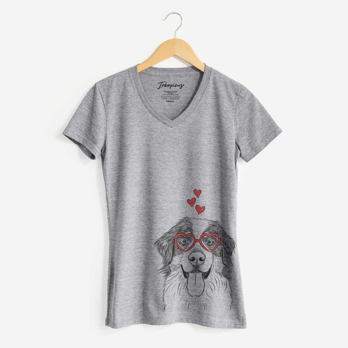 Valentine Blaze the Bernese Mountain Dog - Women's V-neck Shirt