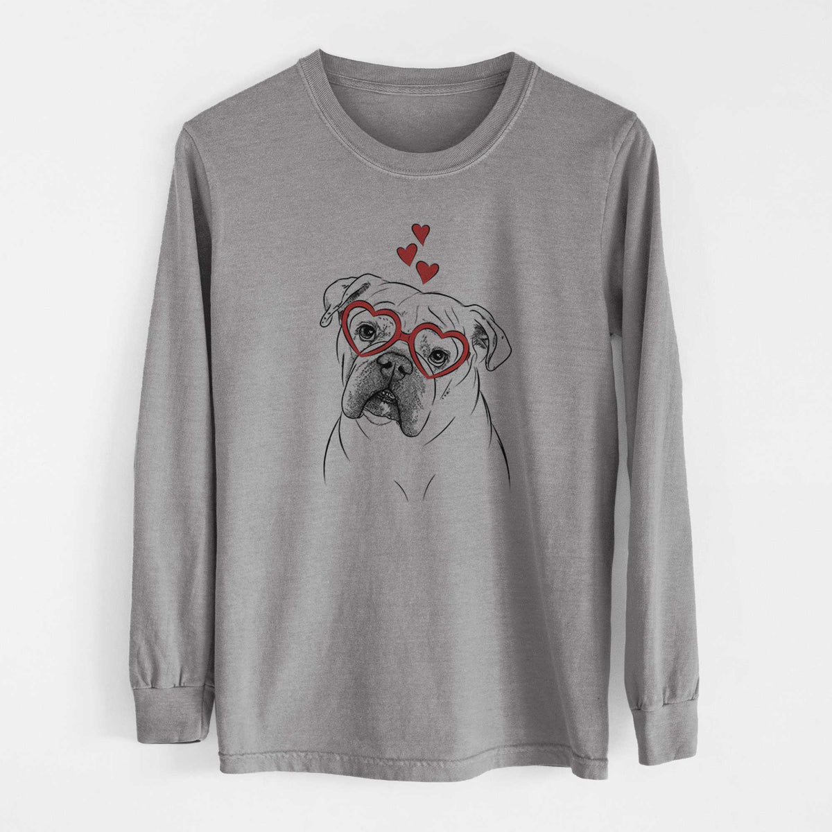 Valentine Blossom the English Bulldog - Heavyweight 100% Cotton Long Sleeve