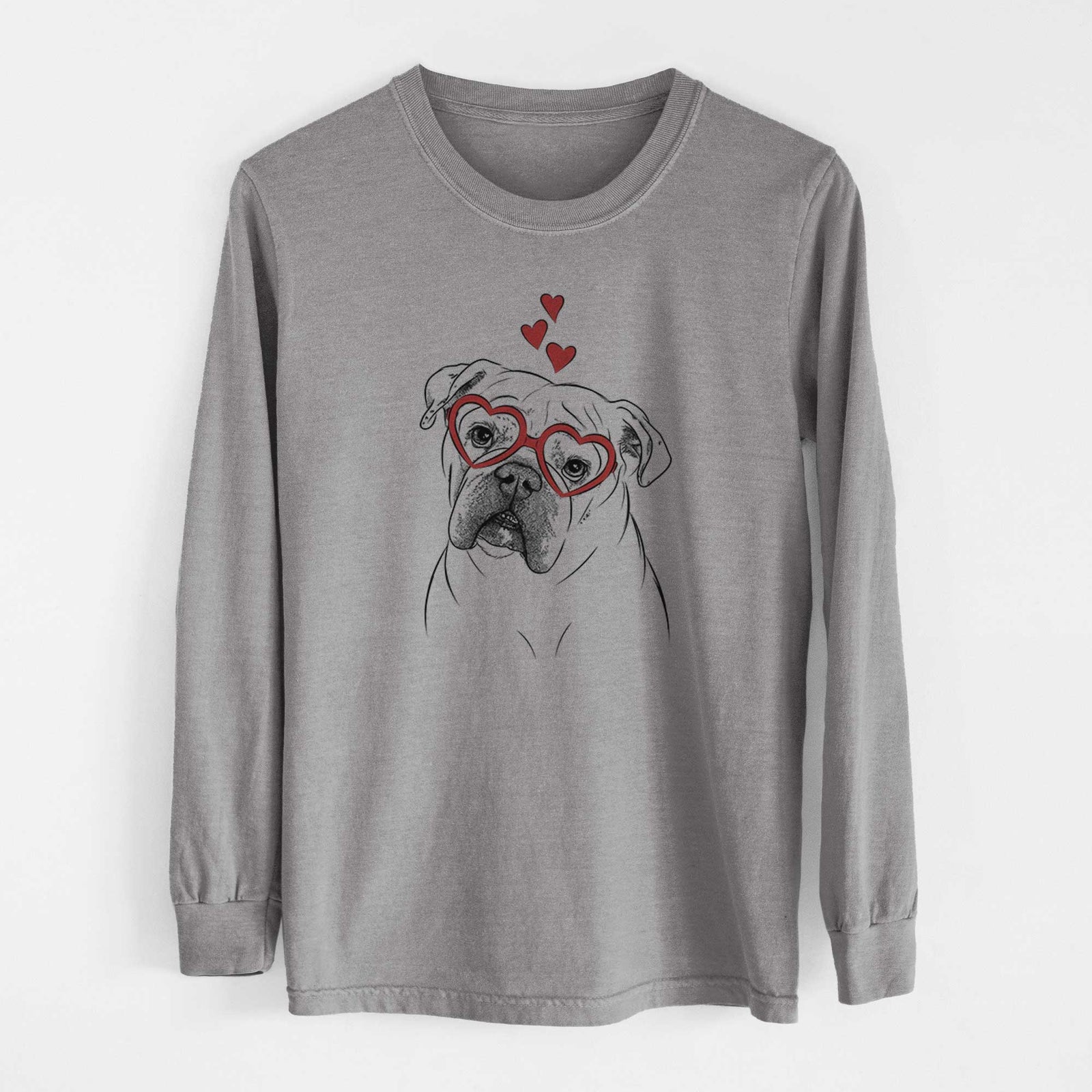 Valentine Blossom the English Bulldog - Heavyweight 100% Cotton Long Sleeve