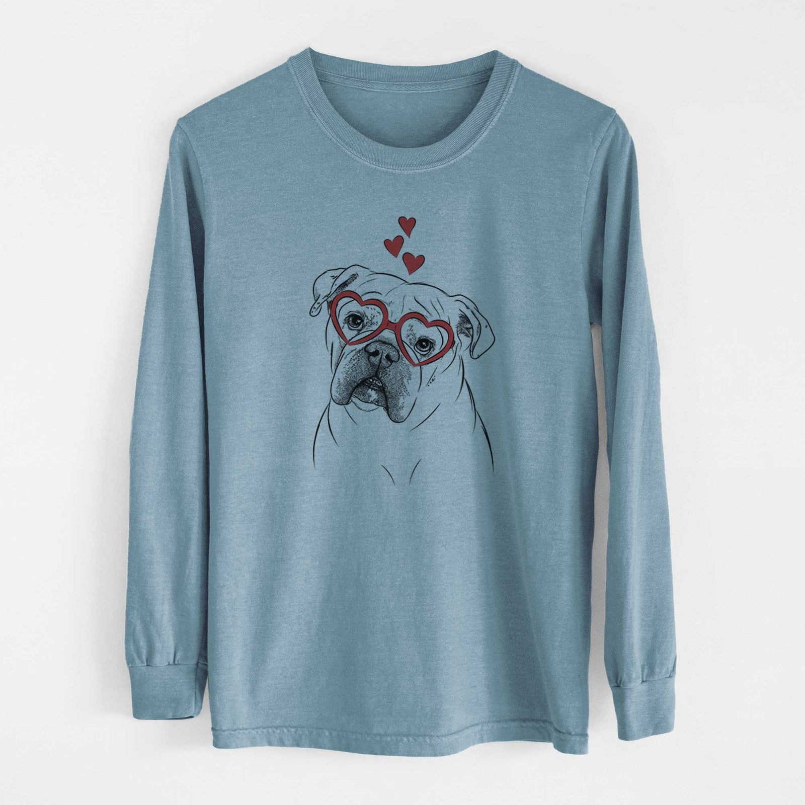 Valentine Blossom the English Bulldog - Heavyweight 100% Cotton Long Sleeve