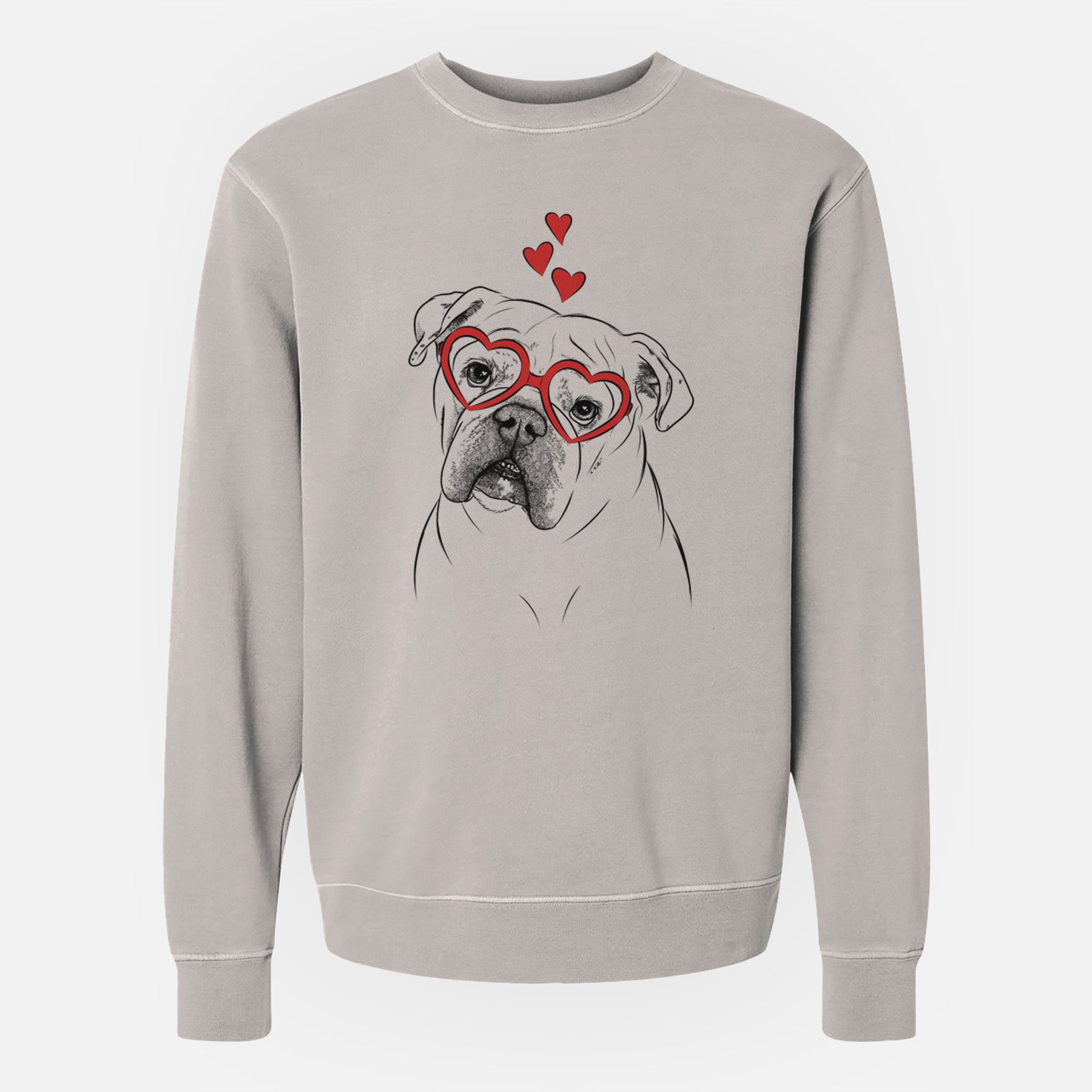 Valentine Blossom the English Bulldog - Unisex Pigment Dyed Crew Sweatshirt