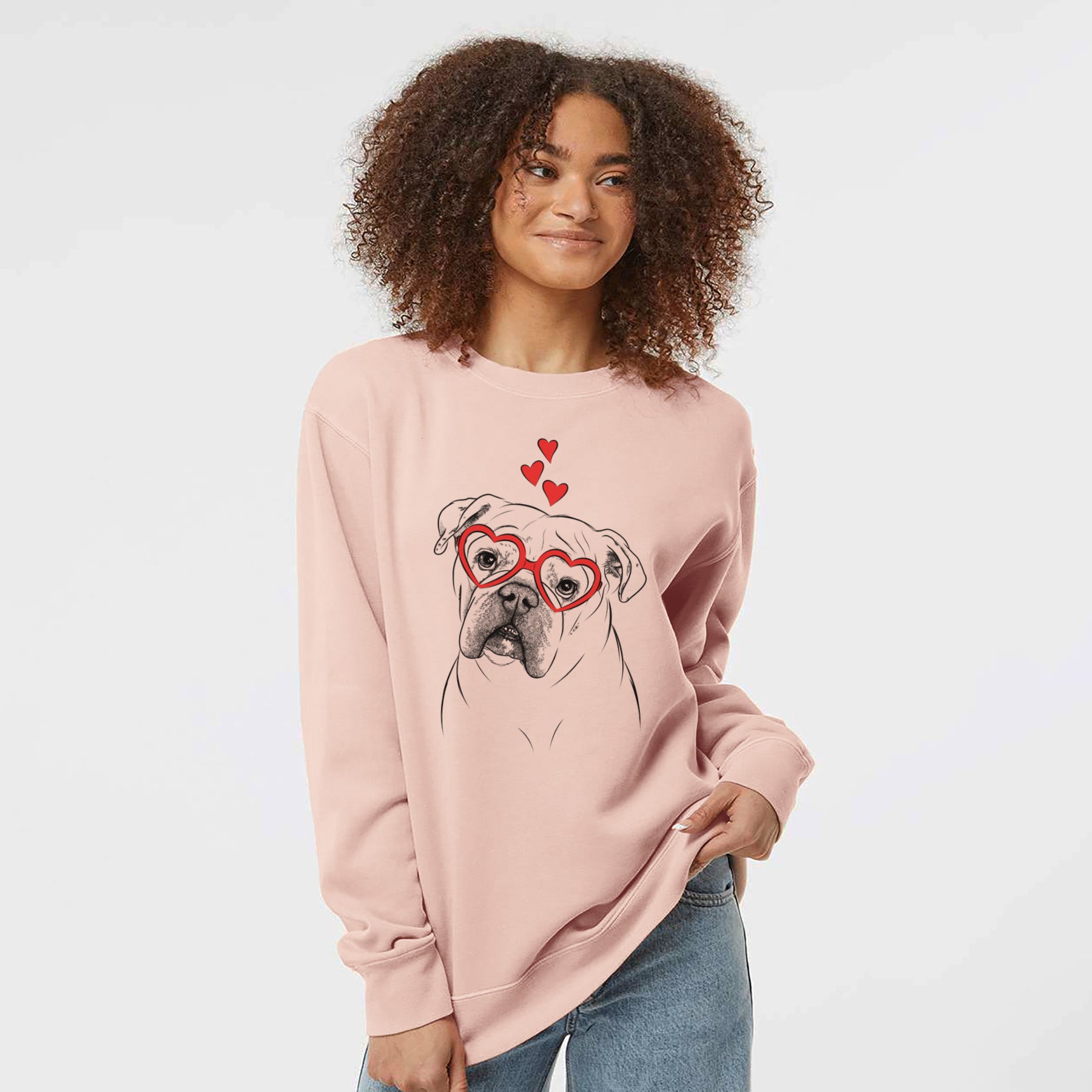 Valentine Blossom the English Bulldog - Unisex Pigment Dyed Crew Sweatshirt