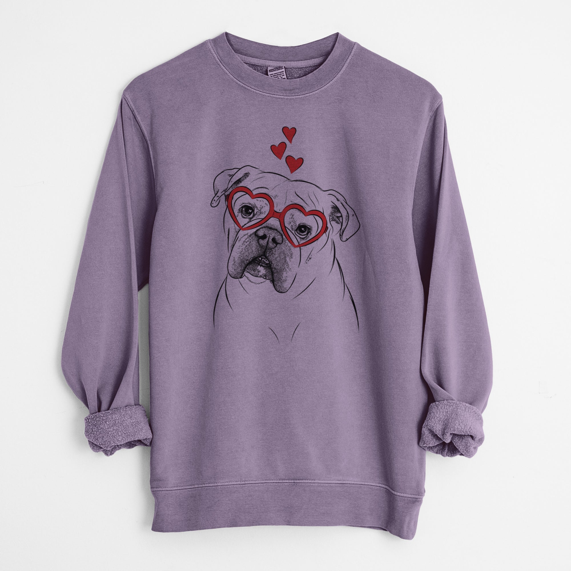 Valentine Blossom the English Bulldog - Unisex Pigment Dyed Crew Sweatshirt