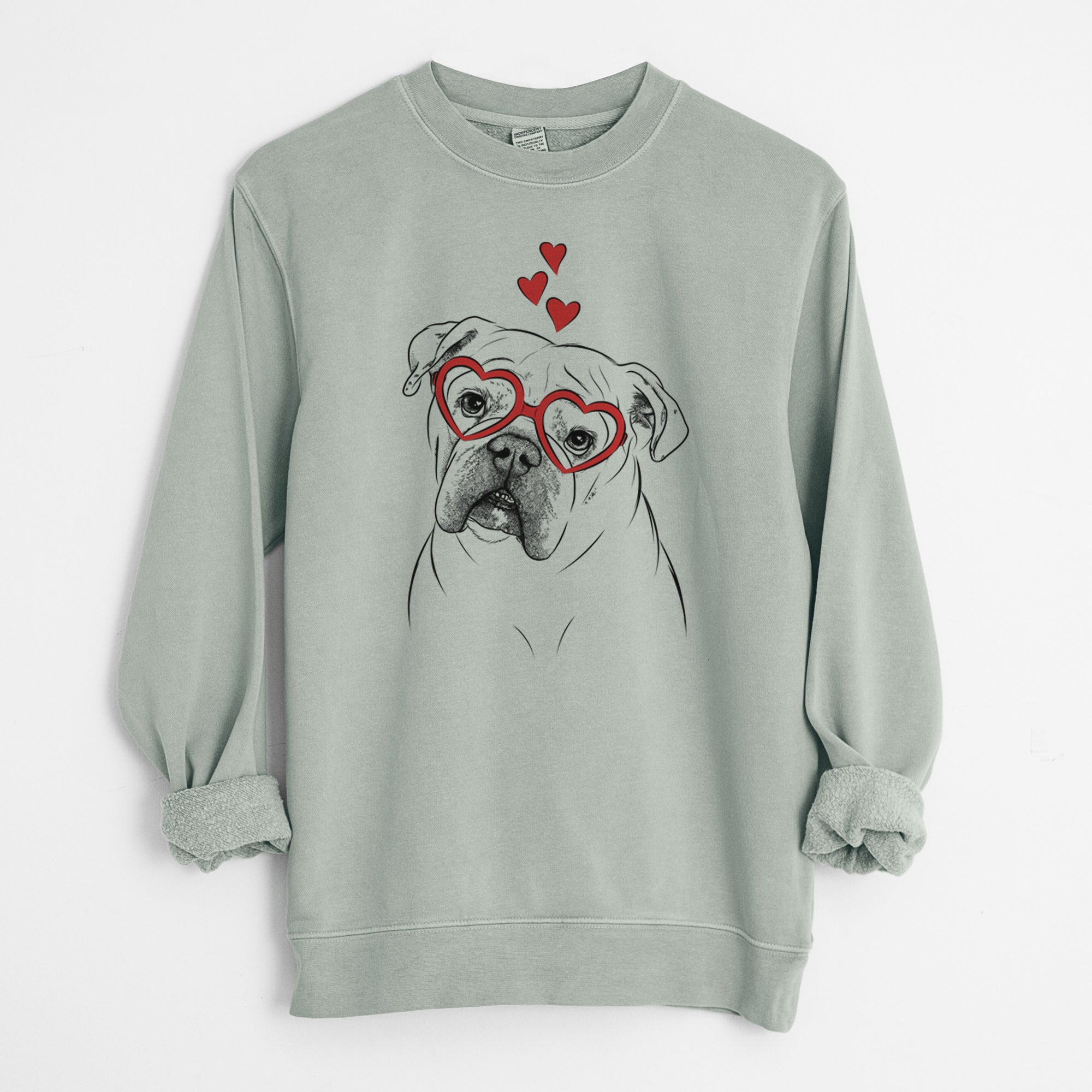 Valentine Blossom the English Bulldog - Unisex Pigment Dyed Crew Sweatshirt