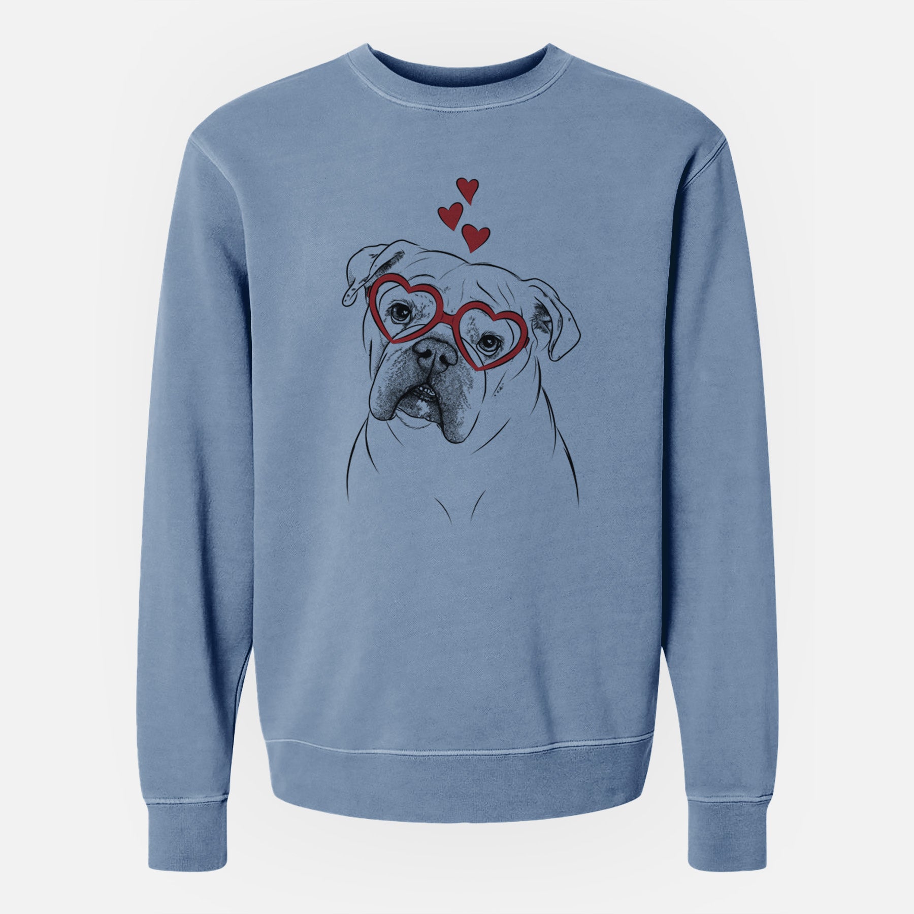 Valentine Blossom the English Bulldog - Unisex Pigment Dyed Crew Sweatshirt