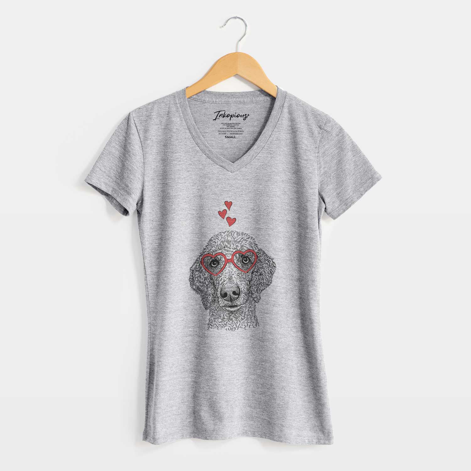 Valentine Blossom the Poodle - Women's V-neck Shirt