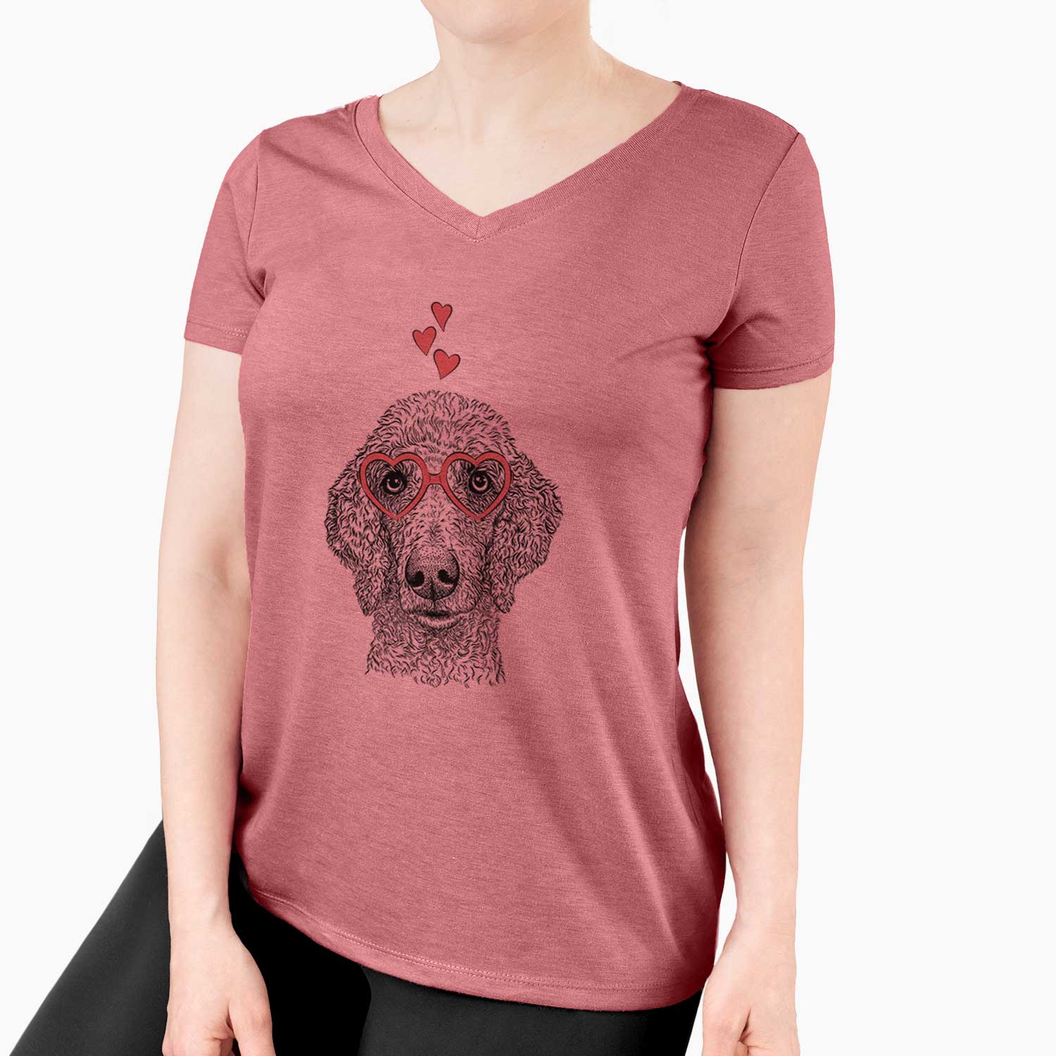 Valentine Blossom the Poodle - Women's V-neck Shirt