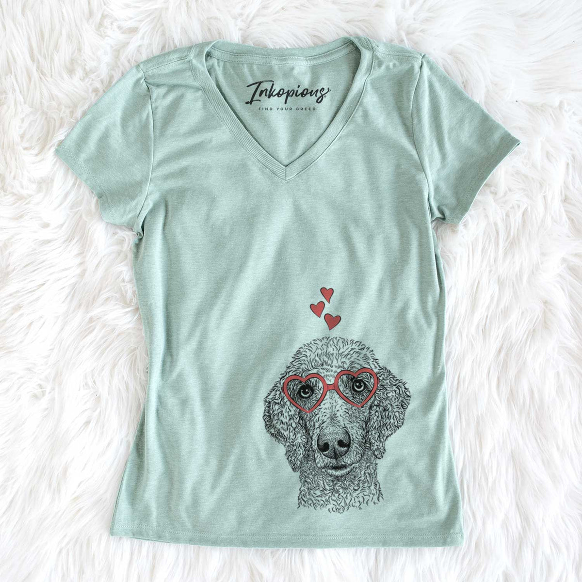 Valentine Blossom the Poodle - Women&#39;s V-neck Shirt