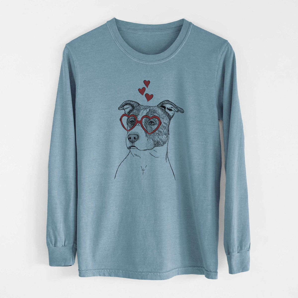 Valentine Blu the Pitbull - Heavyweight 100% Cotton Long Sleeve