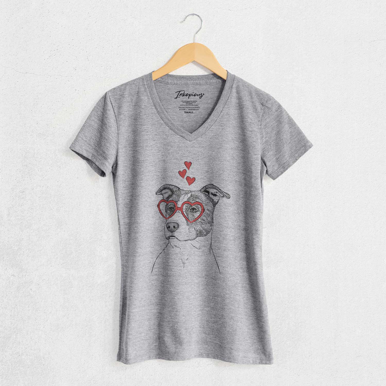 Valentine Blu the Pitbull - Women's V-neck Shirt